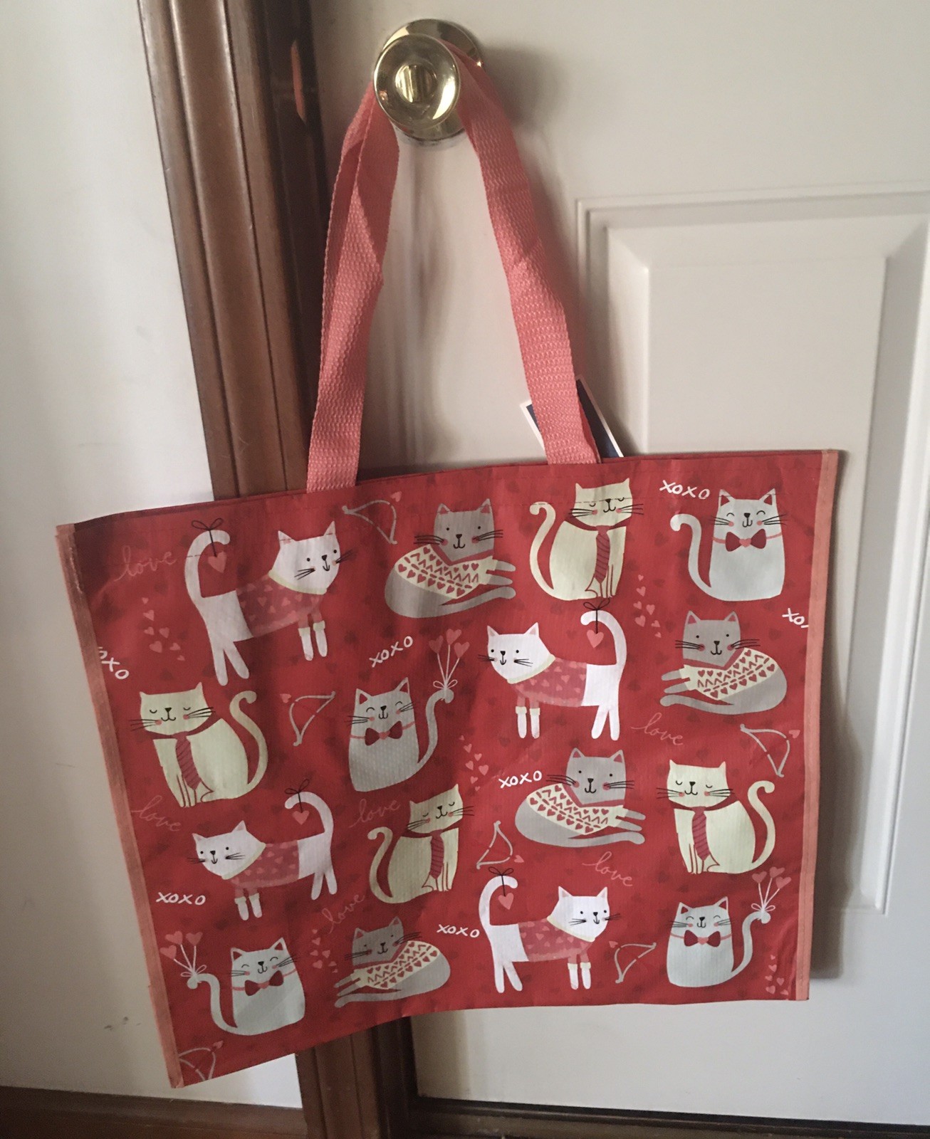 Kitty Hearts~Valentine’s Day Cats~Large Reusable Shopping Tote Eco Gift Bag NWT