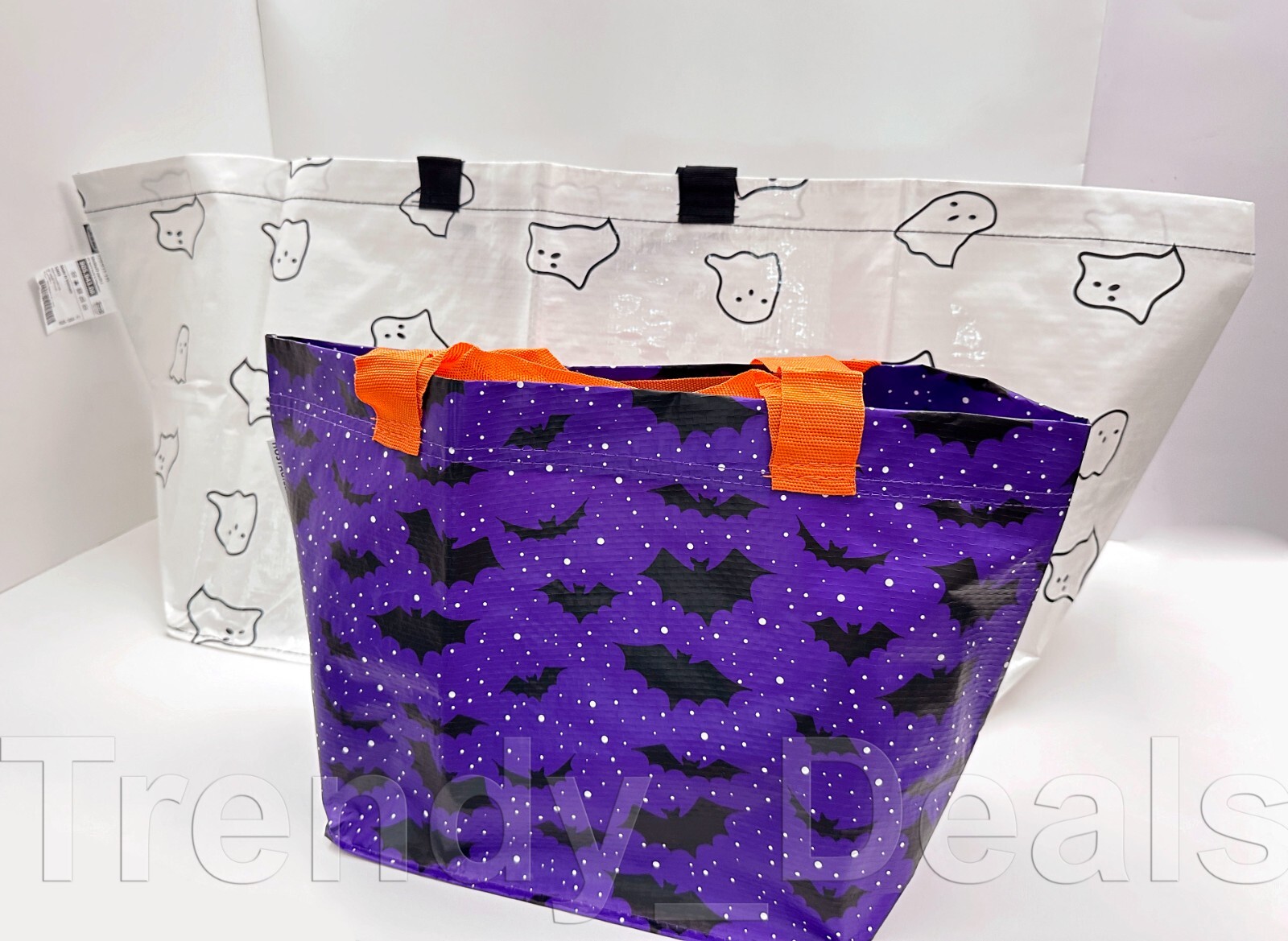 SET of 2 – Ikea KUSTFYR HÖSTAGILLE Large & Small Shopping Tote Bag Bats, Ghosts