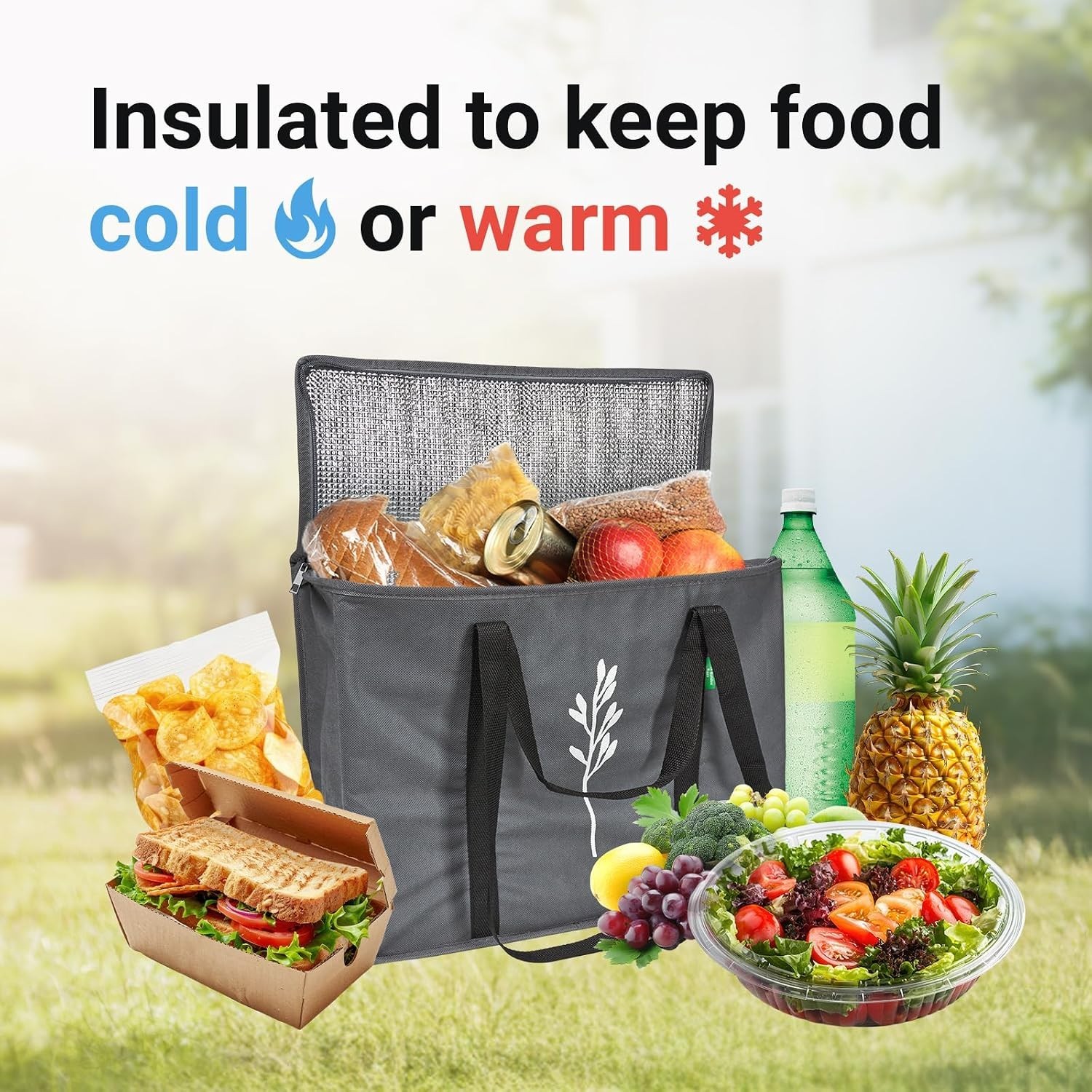 16″x9″x13″ Insulated Grocery Bags 2 Pack – Gray Cooler Totes