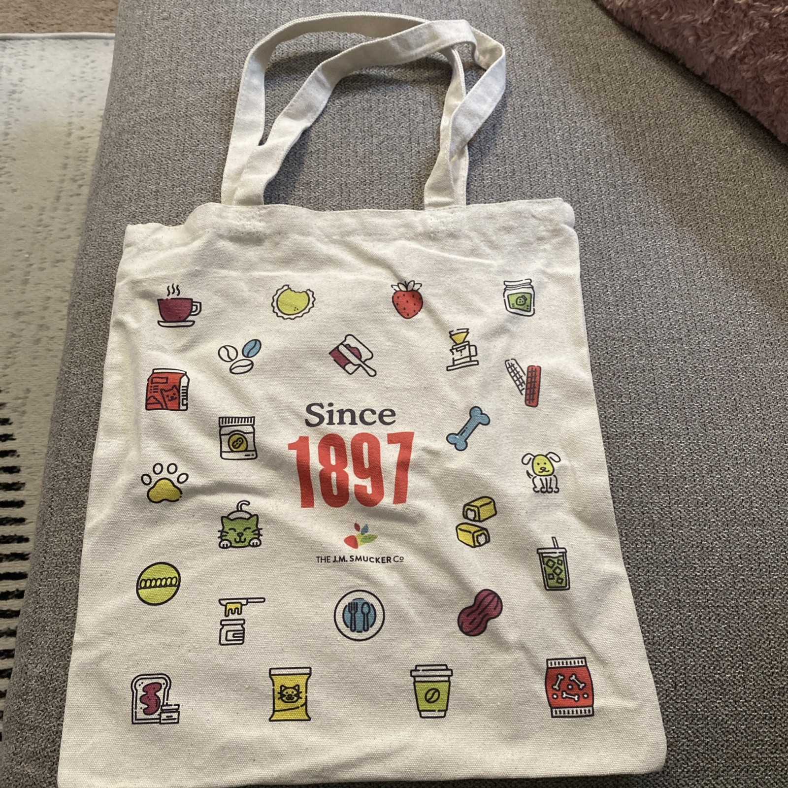 The J.M. Smucker Co Reusable Canvas Shopping Bag Since 1897 Cartoon Pattern