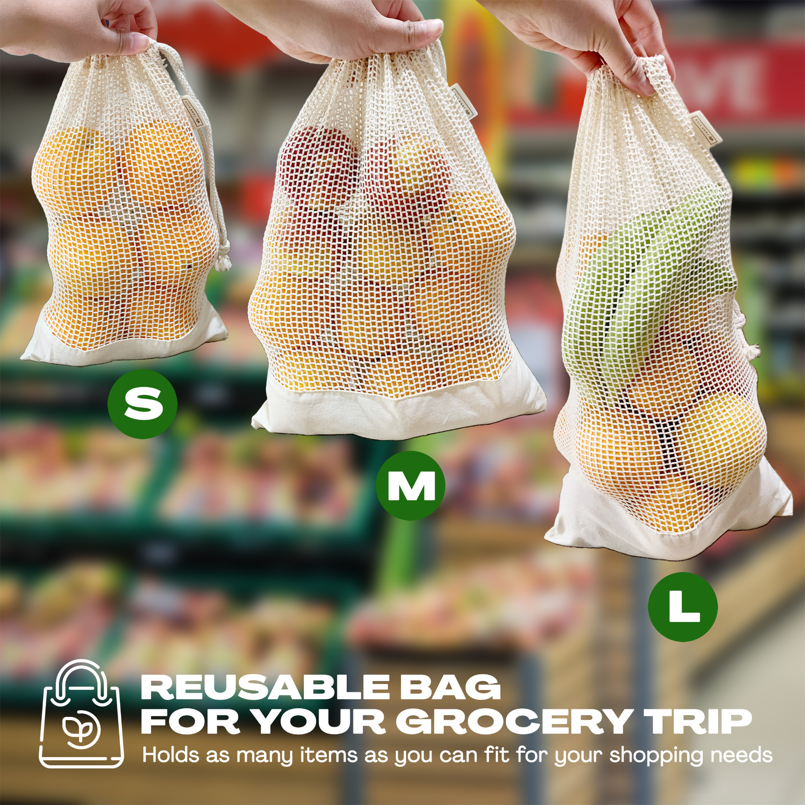 JUNELILY Eco Friendly Shopping Bags Organic Cotton Vegan for Grocery Shopping
