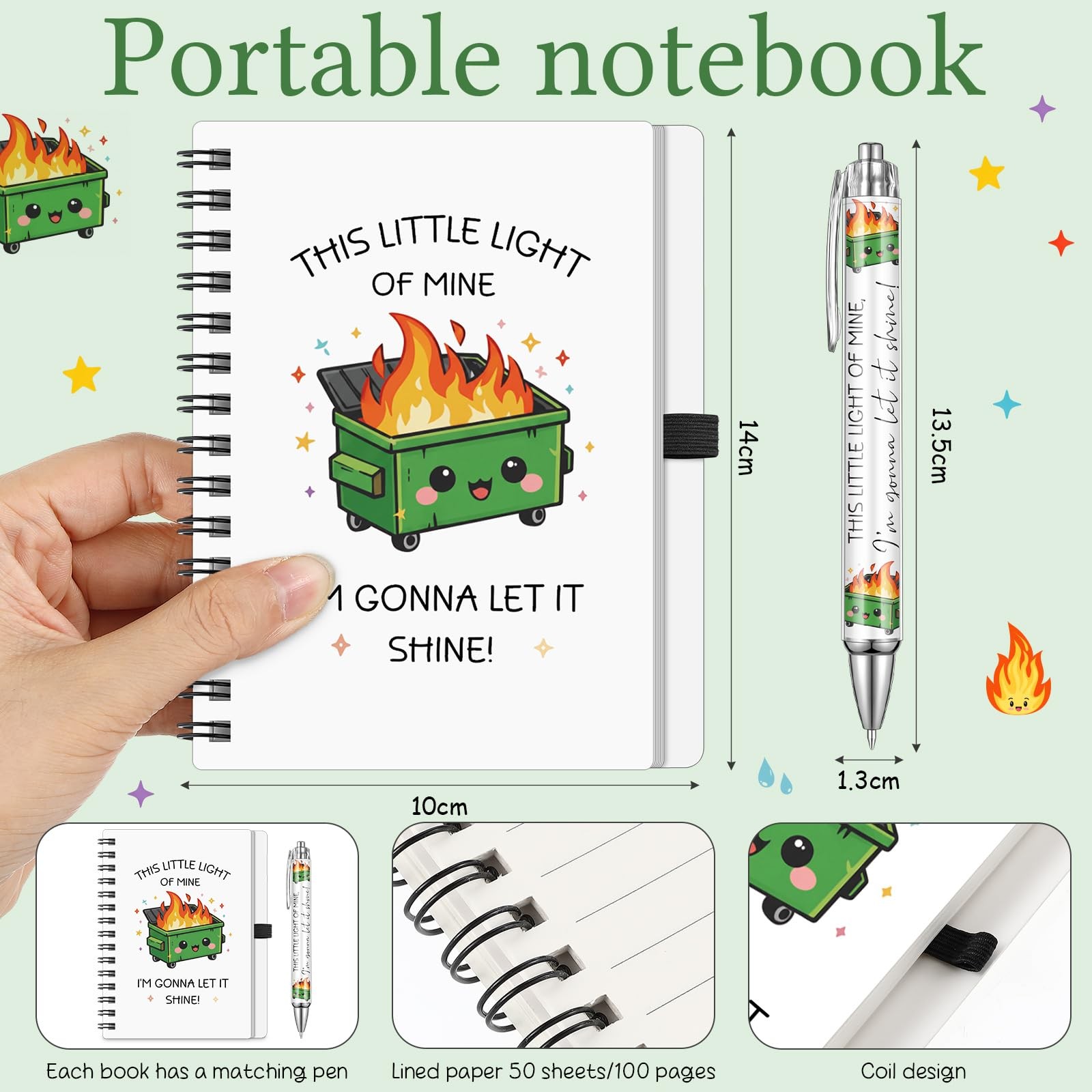 Sunnymove 5 Pcs Dumpster Fire Gifts Set for Women 15 x 16 x 3 inches, White