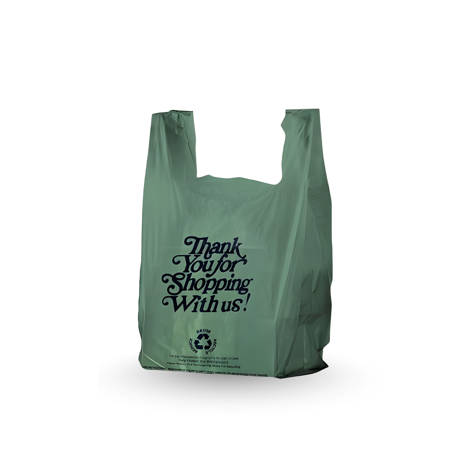 [600] Green Plastic Shopping Bags 1/6 Large Grocery Retail Bags 12×6.5×22