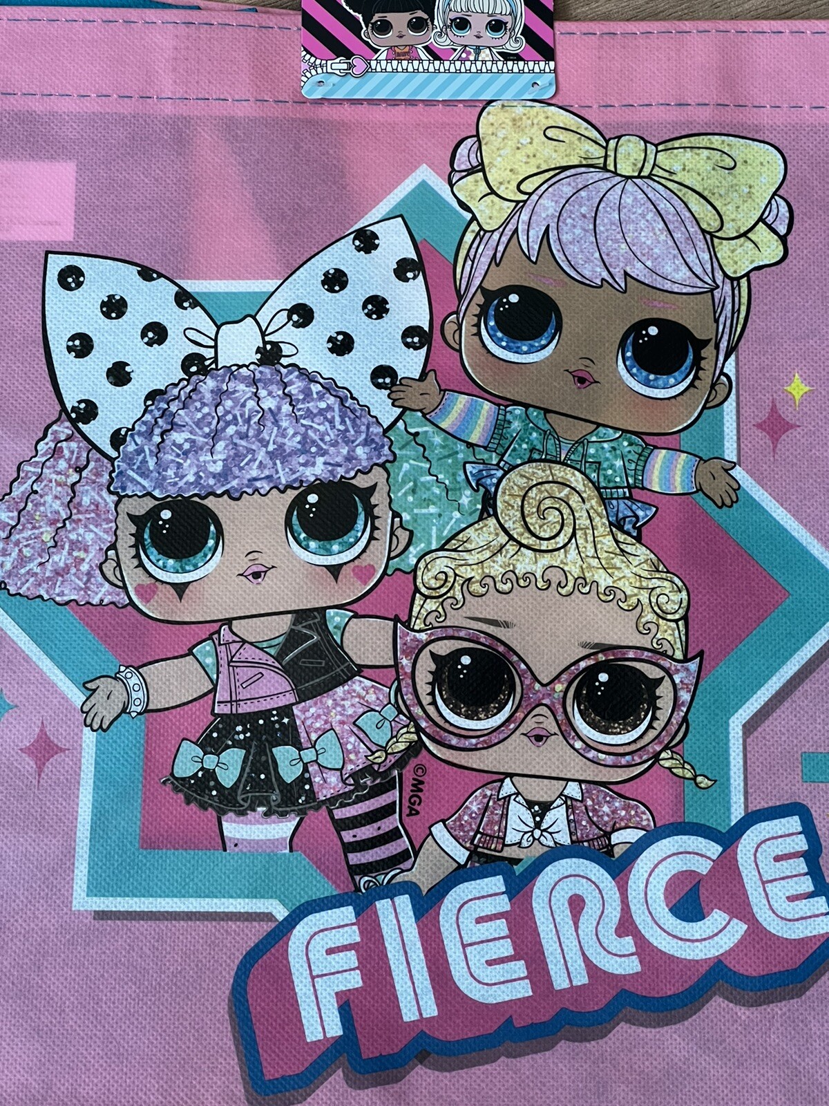 L.O.L. Surprise! Reusable Tote Bag “Fierce” Pink Eco Friendly 12 Inch X 13 Inch