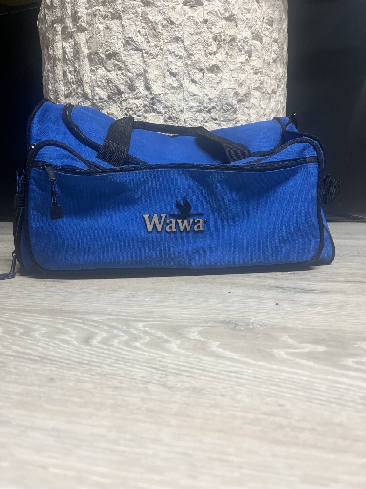 WAWA Duffle Bag 1990s Rare Old Logo Wawa Goose Logo Vintage Dark Blue 30in Long