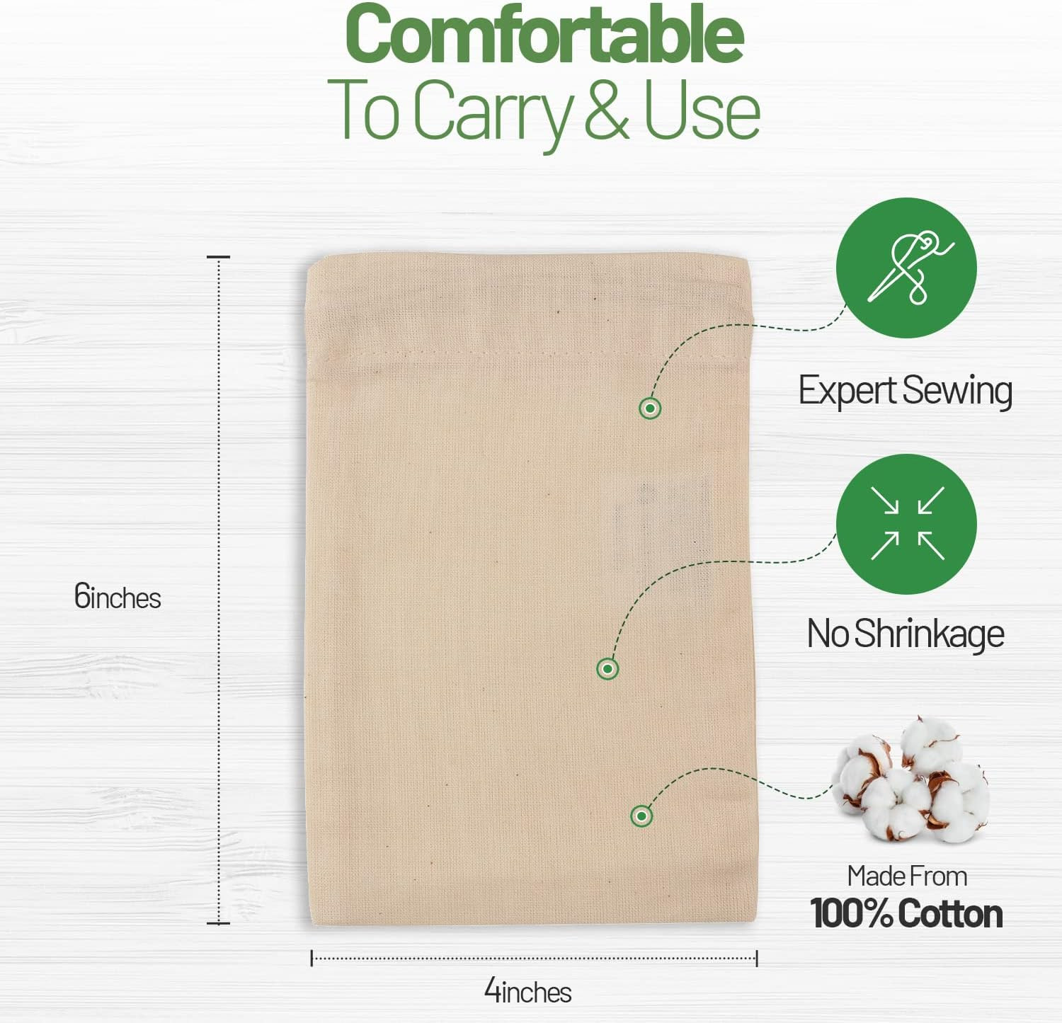 Greenmile 24 Pack Organic Cotton Muslin Bags | 4X6″ | Reusable Small Cloth Bag