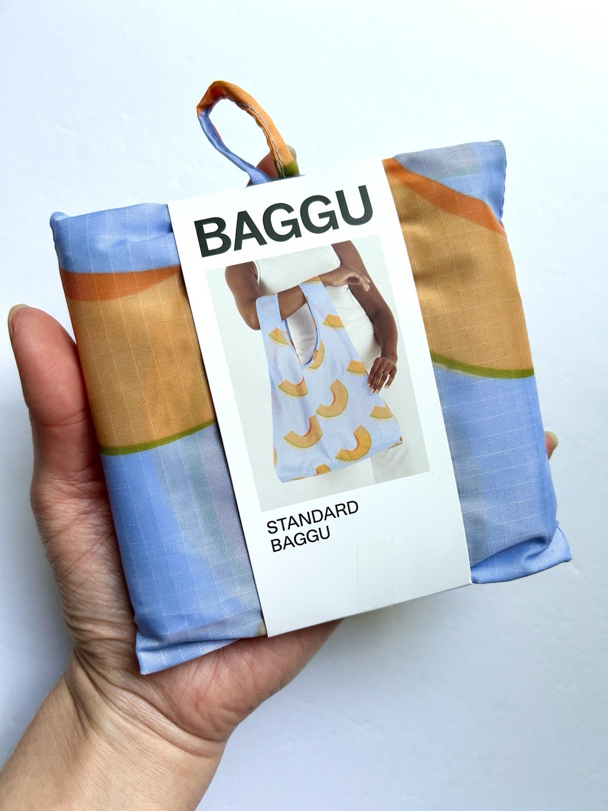 NEW! Baggu STANDARD BAG in “Cantaloupe Blue” — Recycled Nylon, SOLD OUT + RARE!