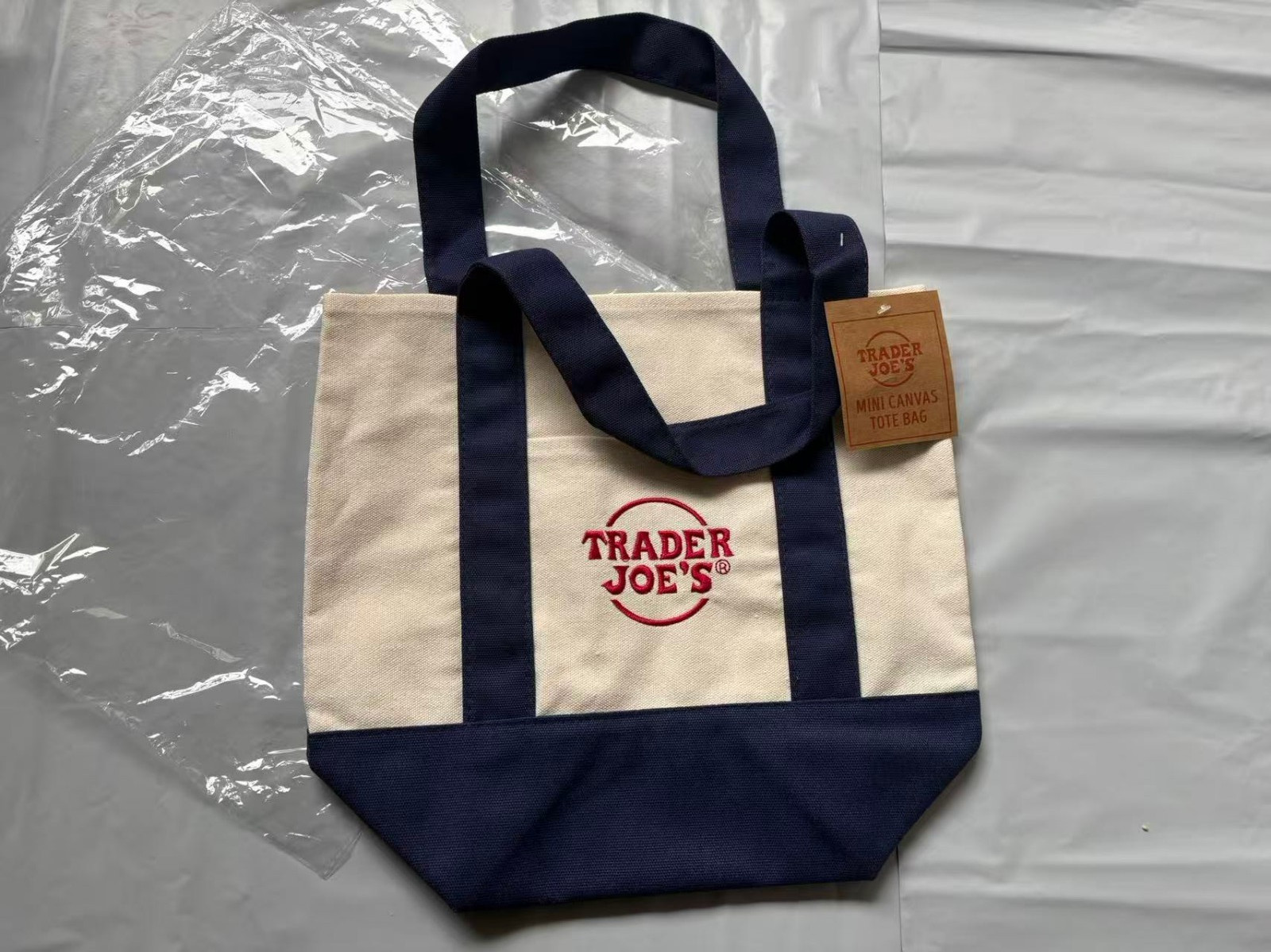 1PC Dreamy navy Trader Joe’s Pastel Mini Canvas Tote Bags New Year gift bag