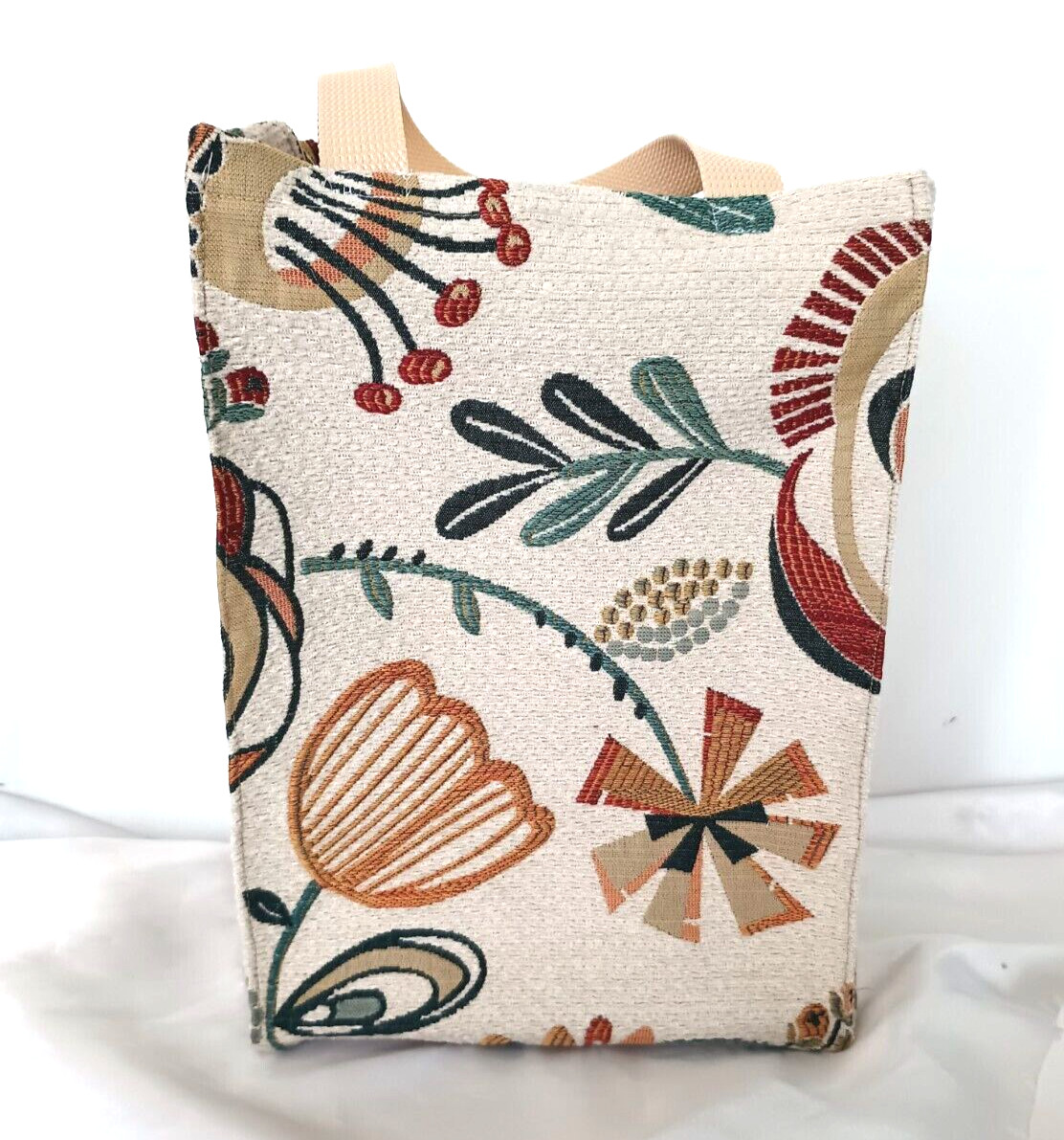 New Custom Reusable Shopping/ Tote Bag Washable Cloth Floral Unlined 12″ x 15″