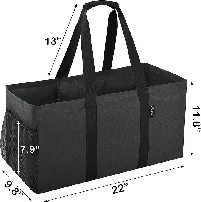 42L Extra Large Utility Tote Bag, Oxford Fabric Reusable Folding Grocery Bags