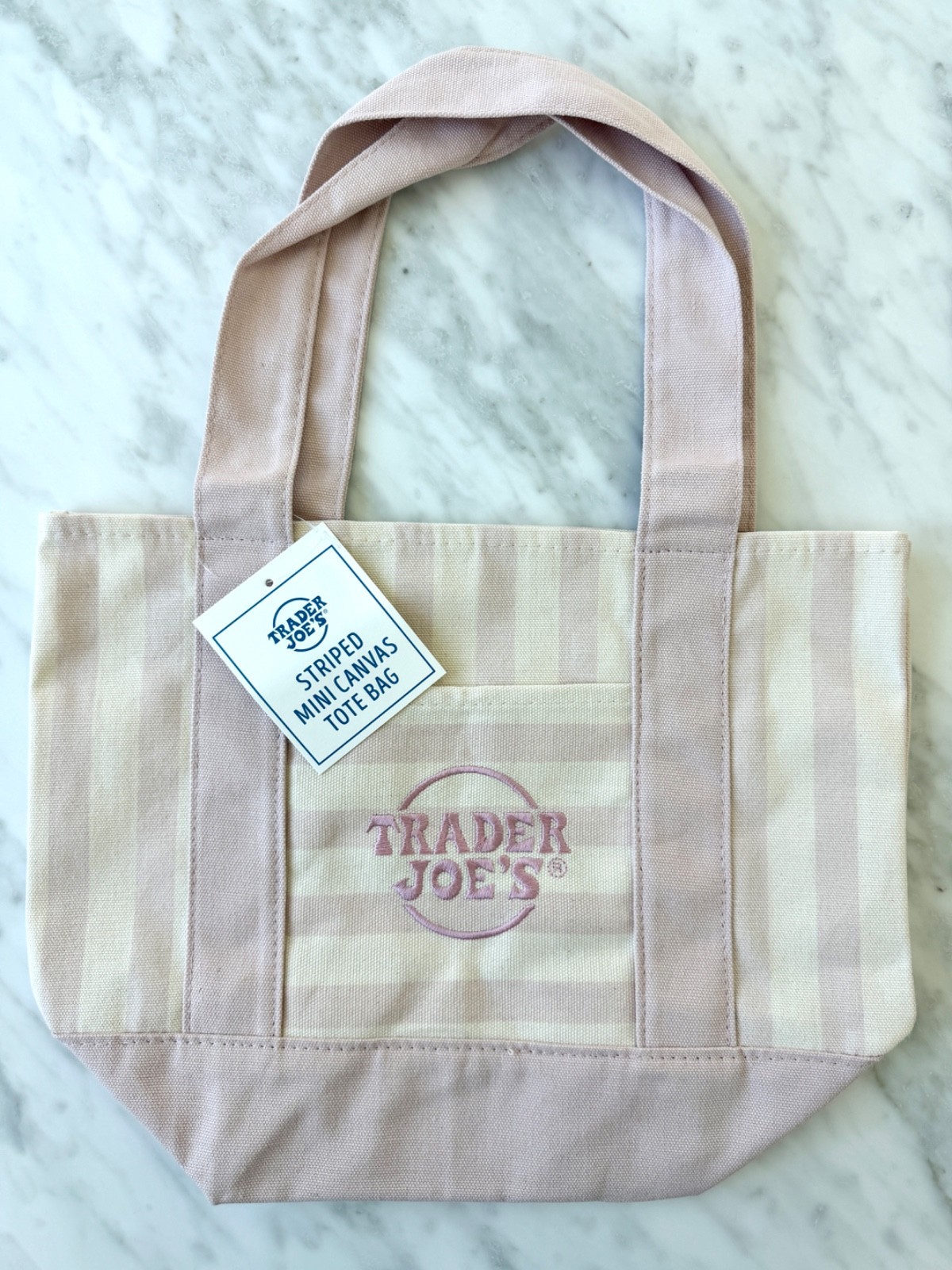 Trader Joe’s Mini Pastel Stripe Canvas Tote Bags Set of 4 Limited Edition NWT