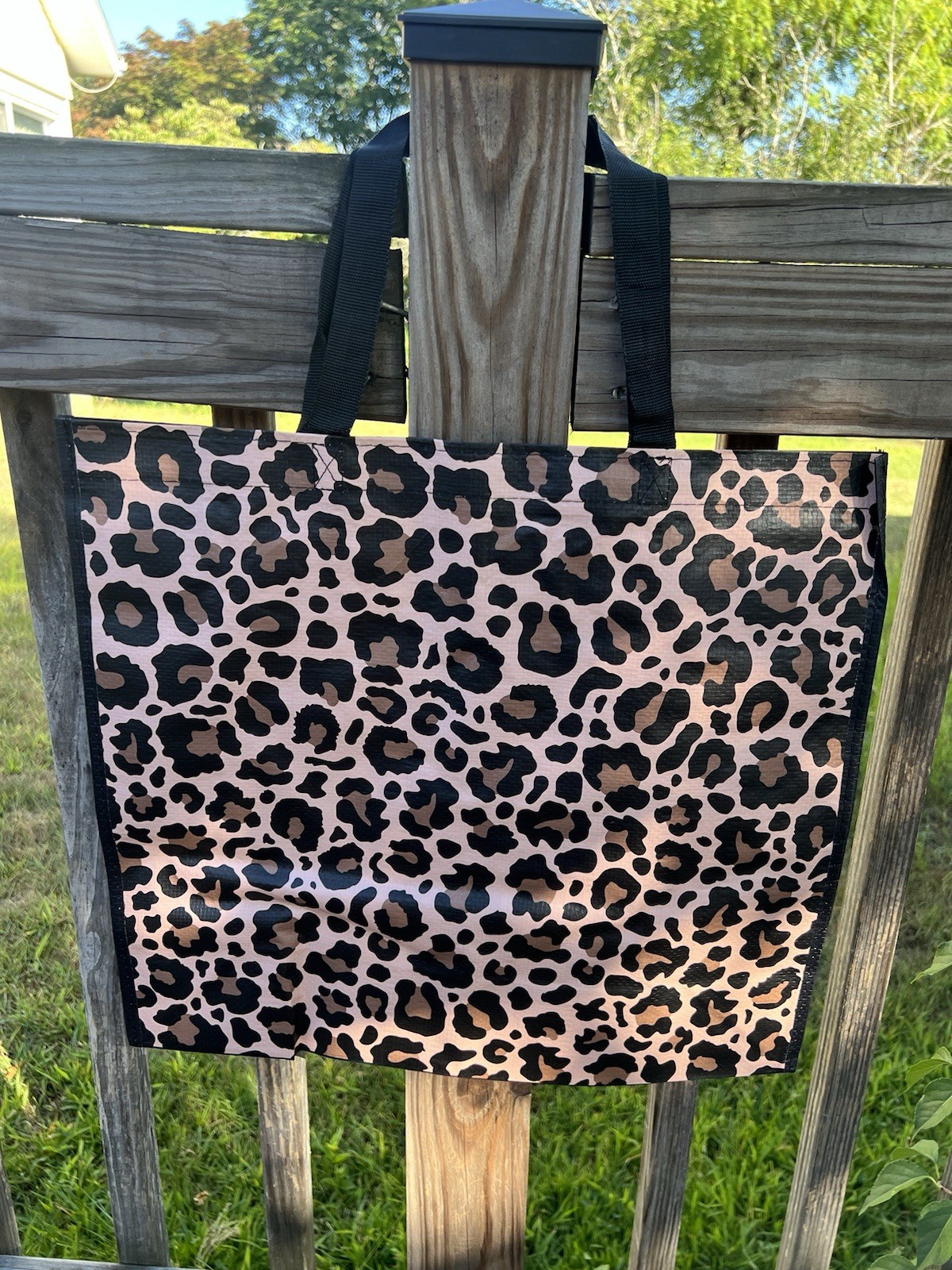 REUSABLE SHOPPING TRAVEL TOTE BAG CHEETAH PRINT ECO FRIENDLY BURLINGTON