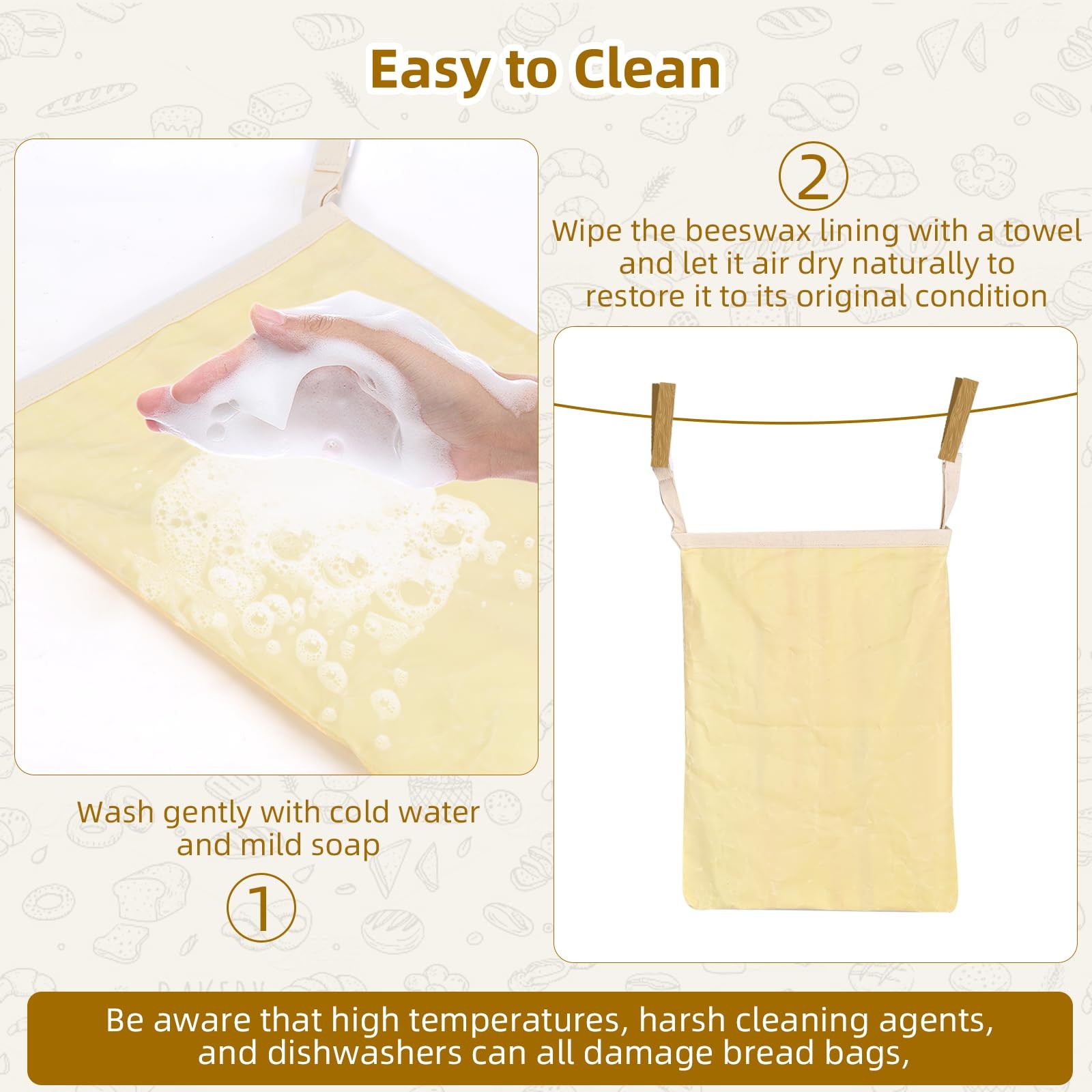 2 Pack Beeswax Bread Bags for Sourdough Homemade X-Large, colour stripe