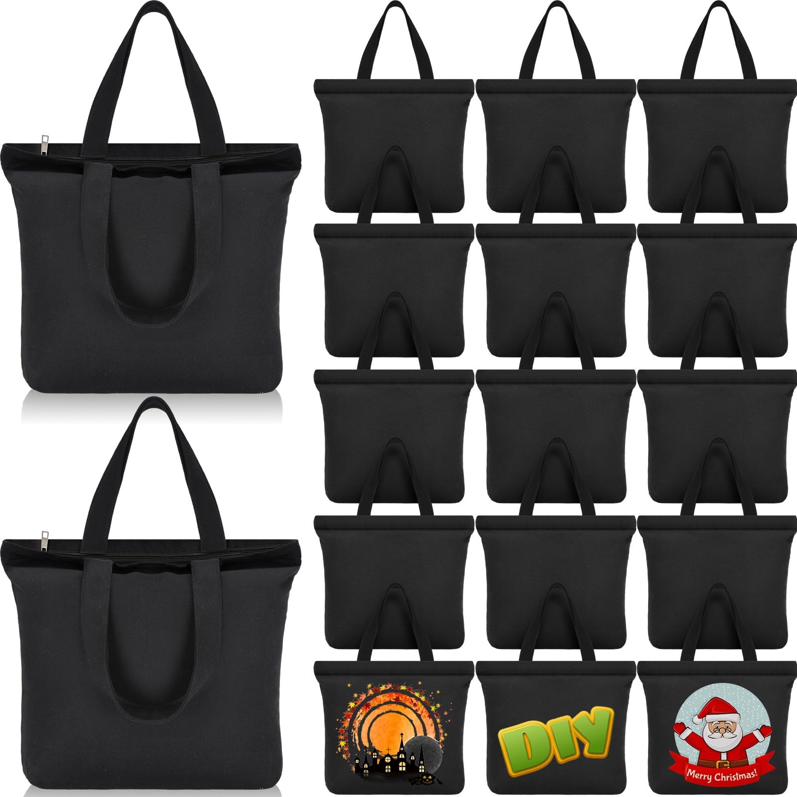 Silkfly Canvas Tote Bags Bulk Blank Cotton Canvas Bag with Zipper Handles Reu…