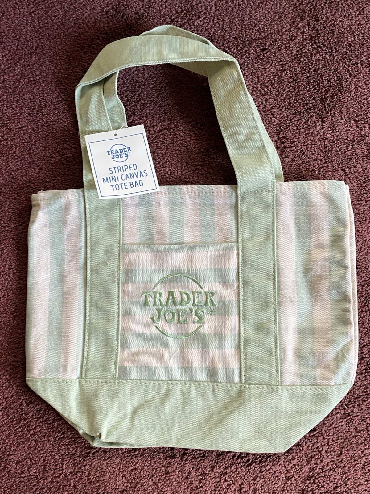 Trader Joe’s Mini Pastel Stripe Canvas Tote Bag Limited Edition Set Of 4 In Hand