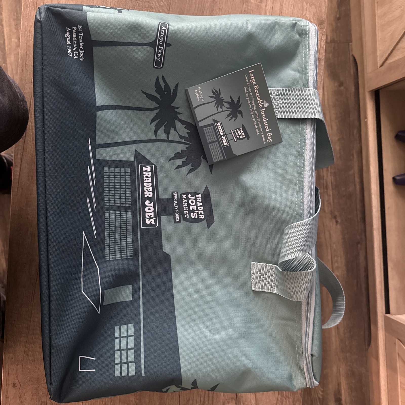 TRADER JOES LARGE 8 GALLON REUSABLE INSULATED COOLER BAG EMERALD GREEN