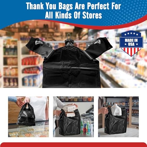 Black Plastic Grocery Bags 11.5″ x 6.5″ x 21″, T-shirt, 1000 Count Plain Black