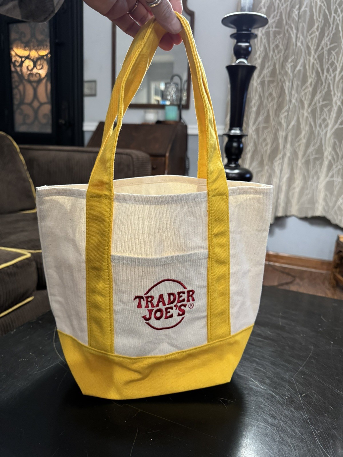 Trader Joe’s – Mini Canvas Tote Bag – Yellow – Holiday 2025 – Limited Edition