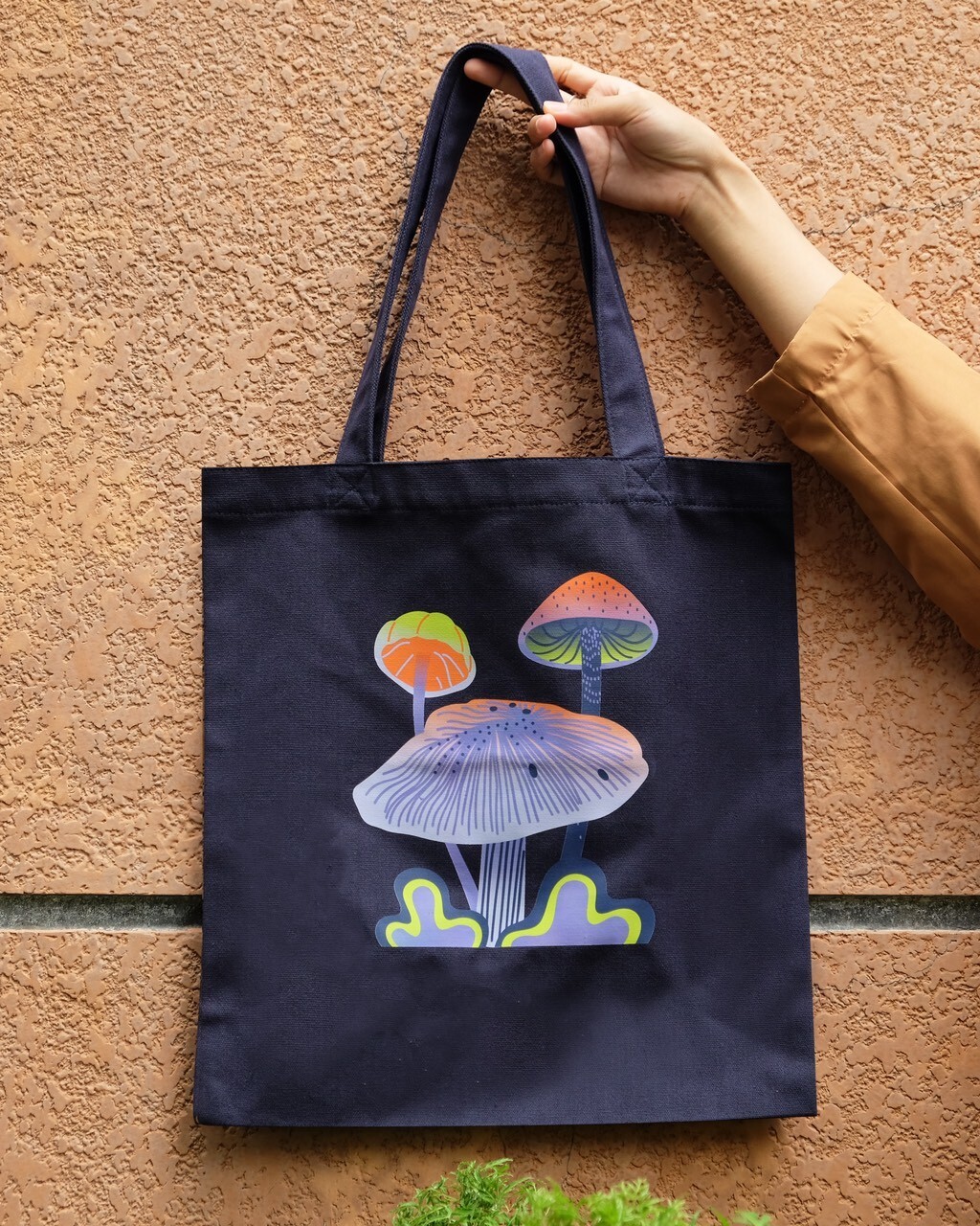 15″L x 16″H Reusable Canvas Mushroom Tote Bag,Grocery Bag,Beach Bag,Shopping Bag