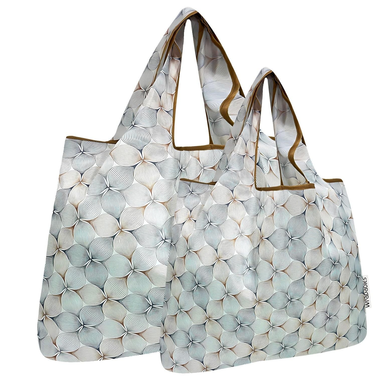2 PCS Large Small Foldable Tote Nylon Reusable Grocery Bag Shopping Carrier