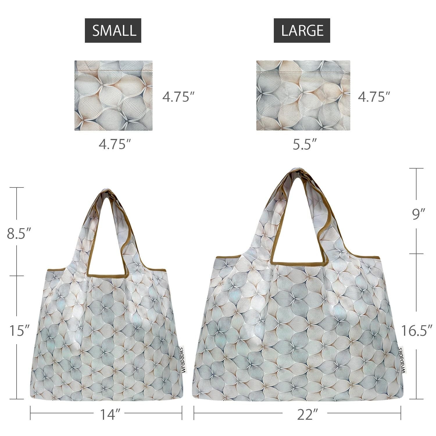 2 PCS Large Small Foldable Tote Nylon Reusable Grocery Bag Shopping Carrier