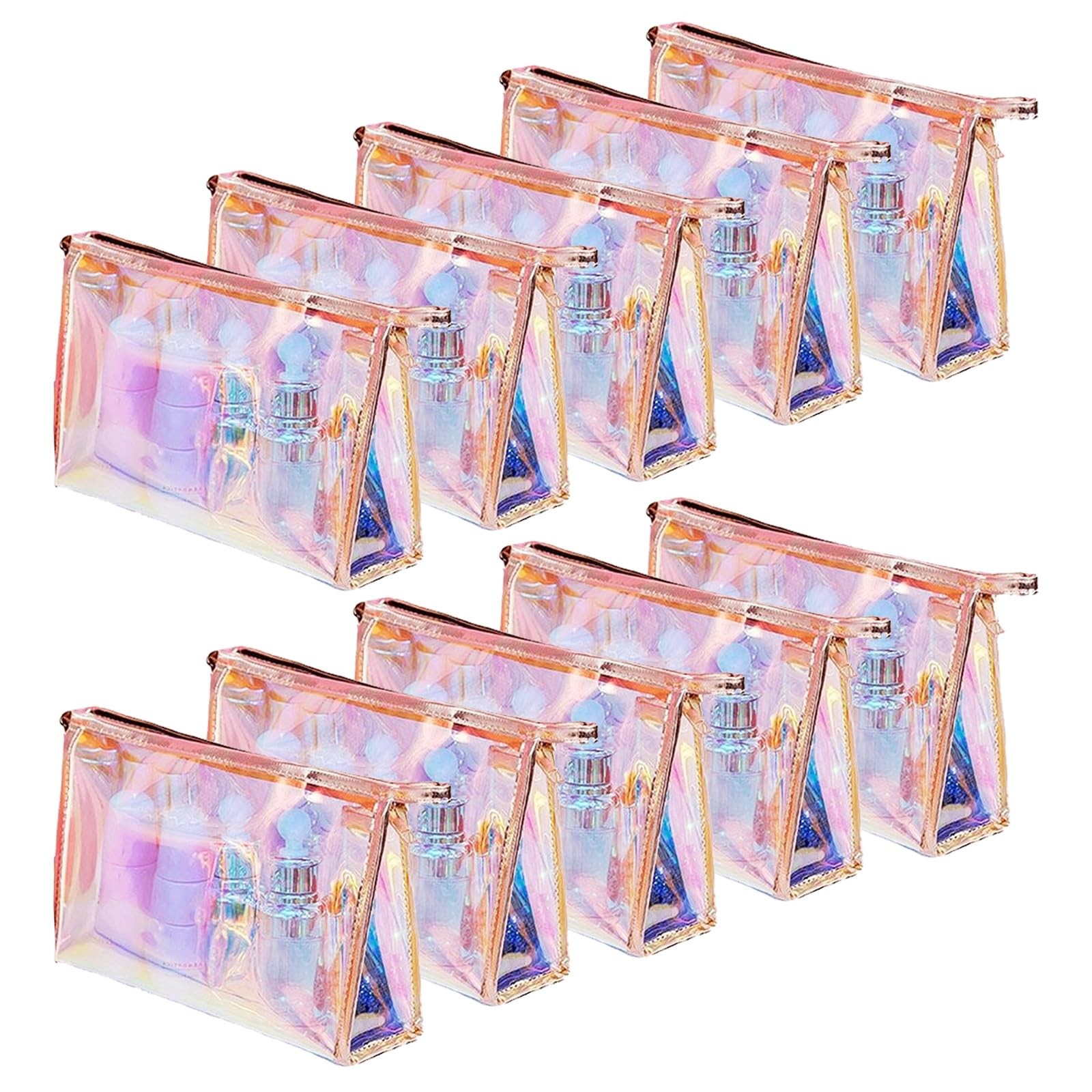 Voittozege 10 Pcs Holographic Makeup Bag 9 x 5.9 x 2.8 inches, holographic