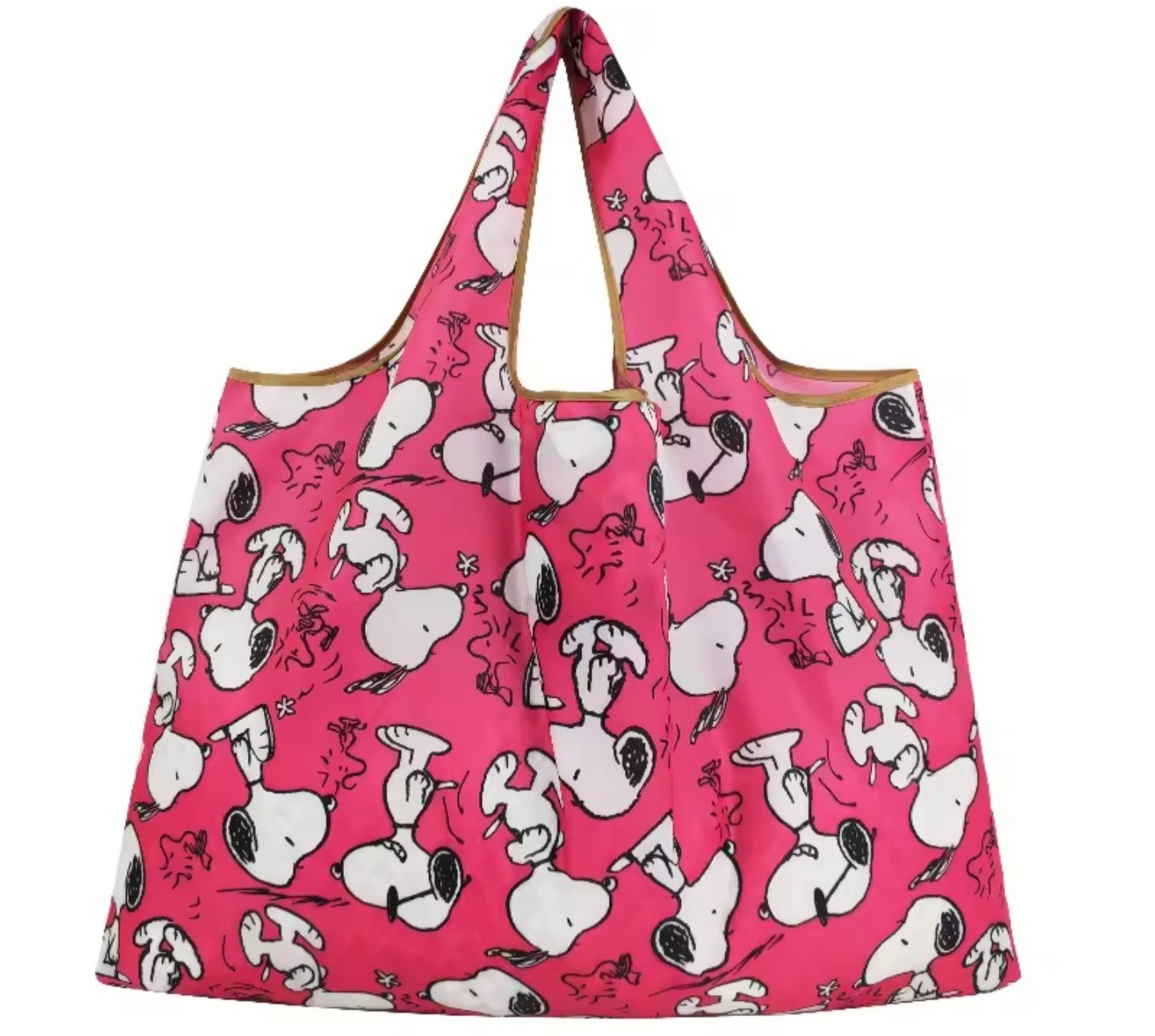 New Peanuts Snoopy 23″ Hot PINK Foldable Shopping Reusable Travel Tote Hobo Bag!