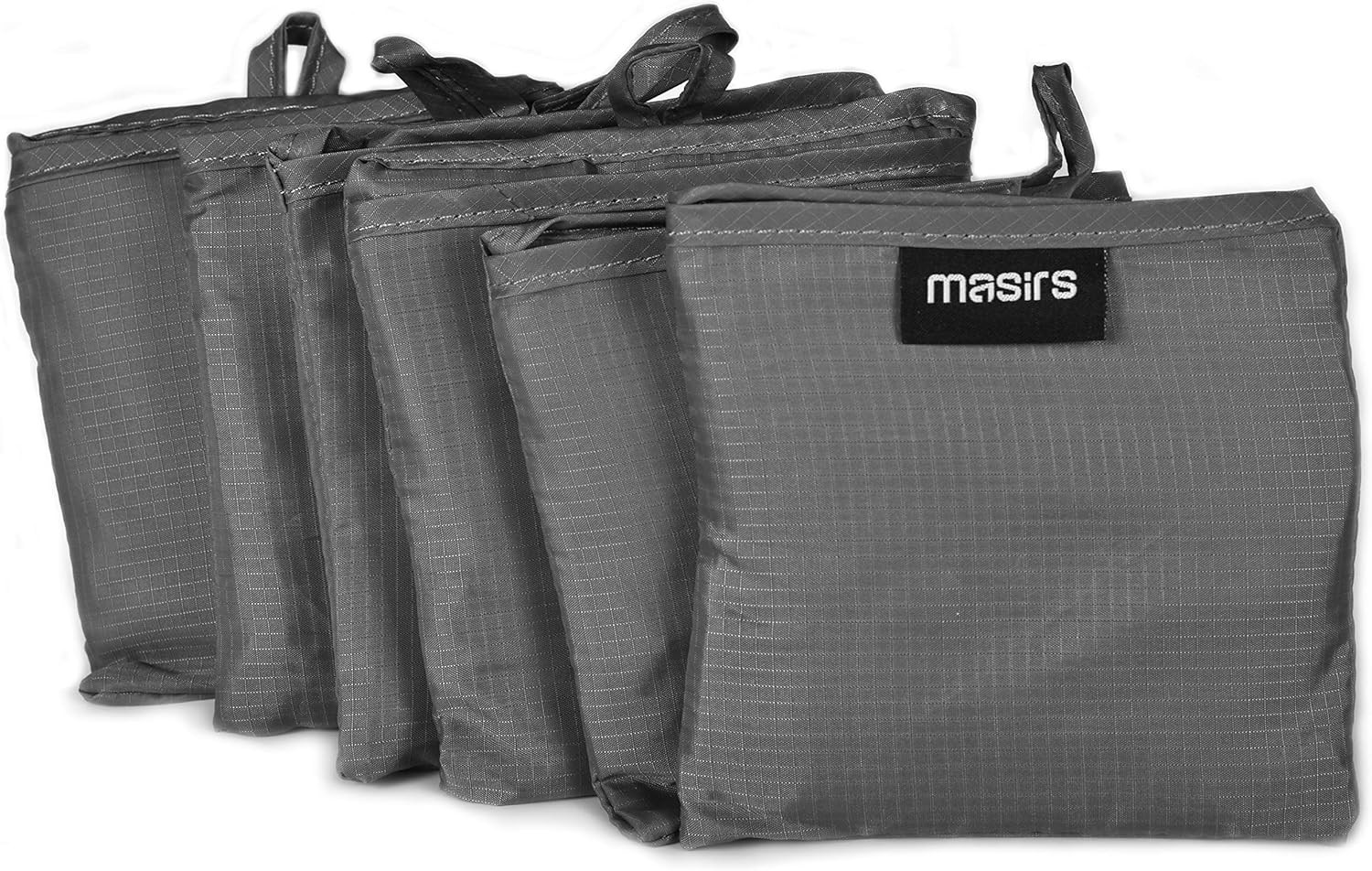 Reusable Grocery Bags 6-Pack (Grey) – Foldable Ripstop, Large Washable Totes Set