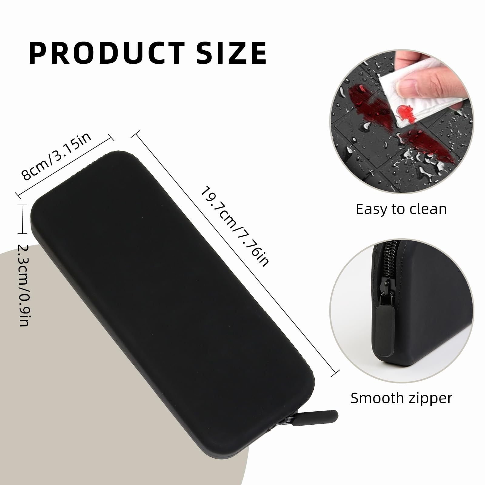 AIBFRID 2PCS Silicone Makeup Brush Bag Travel Zipper Black White