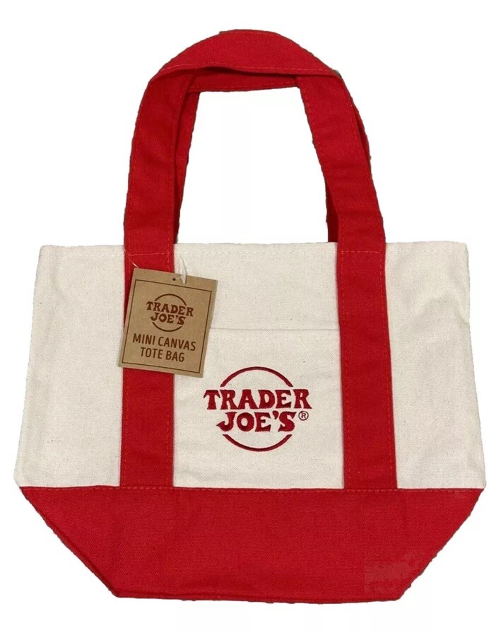 Trader Joe’s NEW Mini Canvas Tote Bag Reusable Limited Edition Color Red