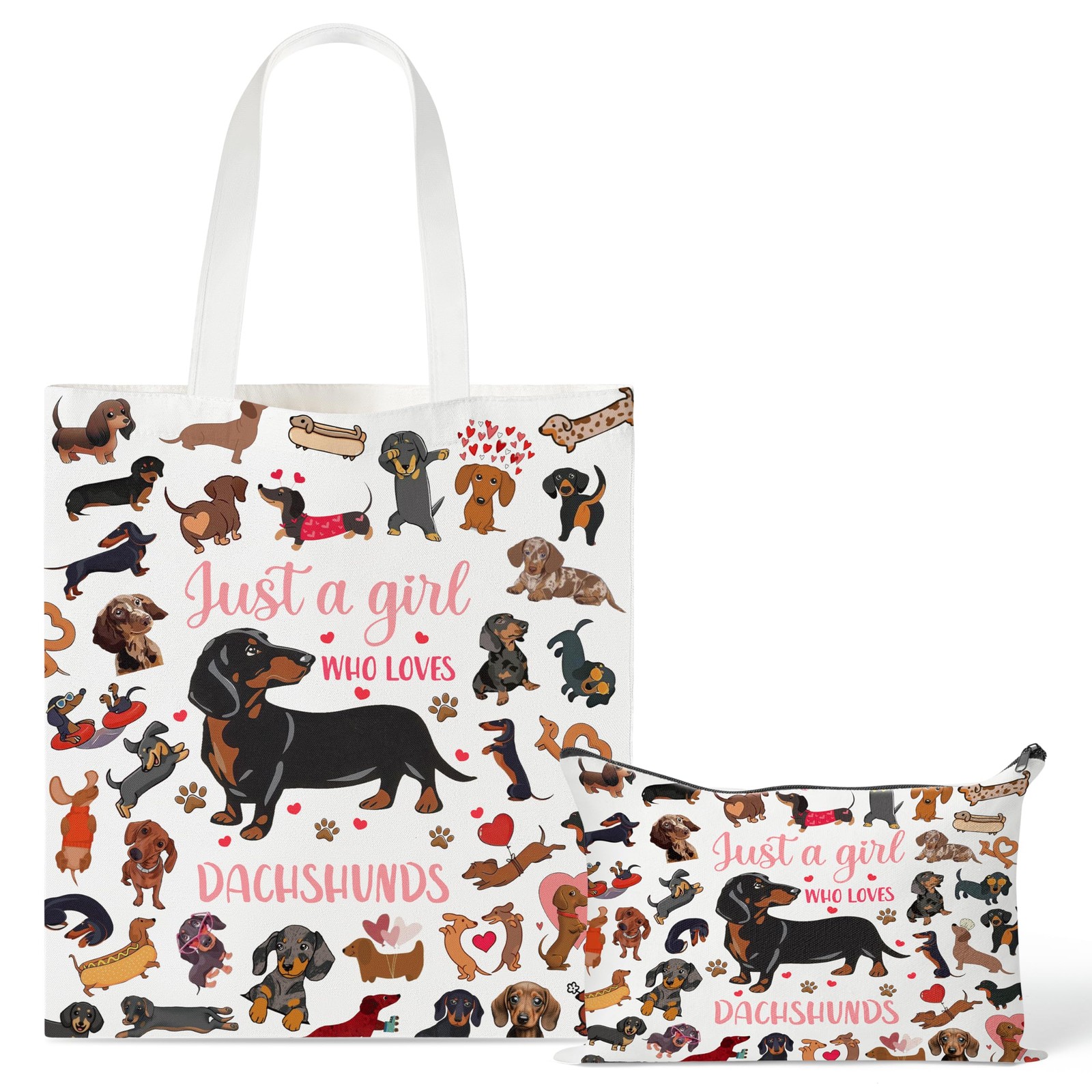 Dachshund Canvas Bag Gifts – 2Pcs Just A Girl Who Loves Dachshund Cute Dogs P…