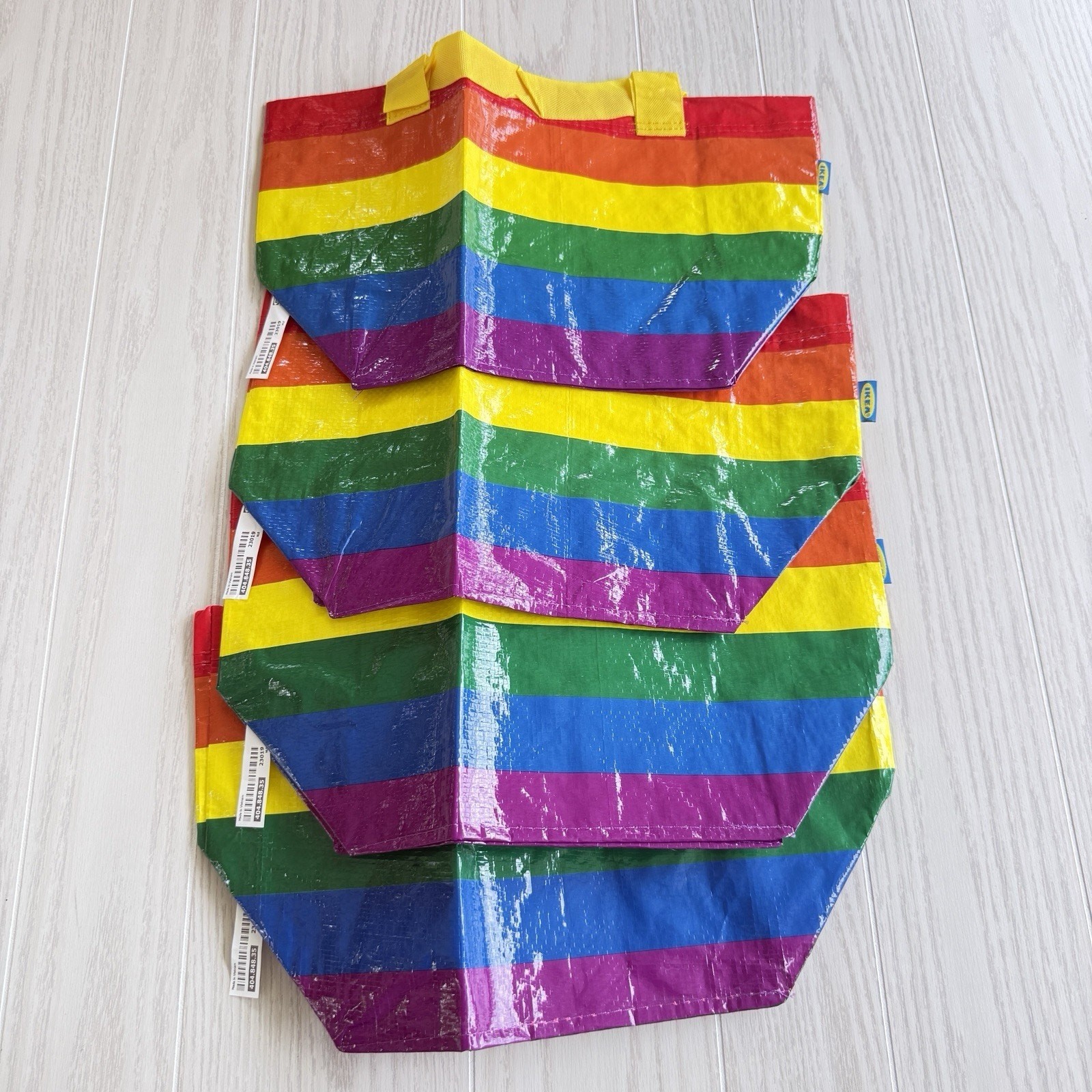 Ikea Lot of 4 Storstomma Small Rainbow Totes – Reusable Pride Bags 404.848.35