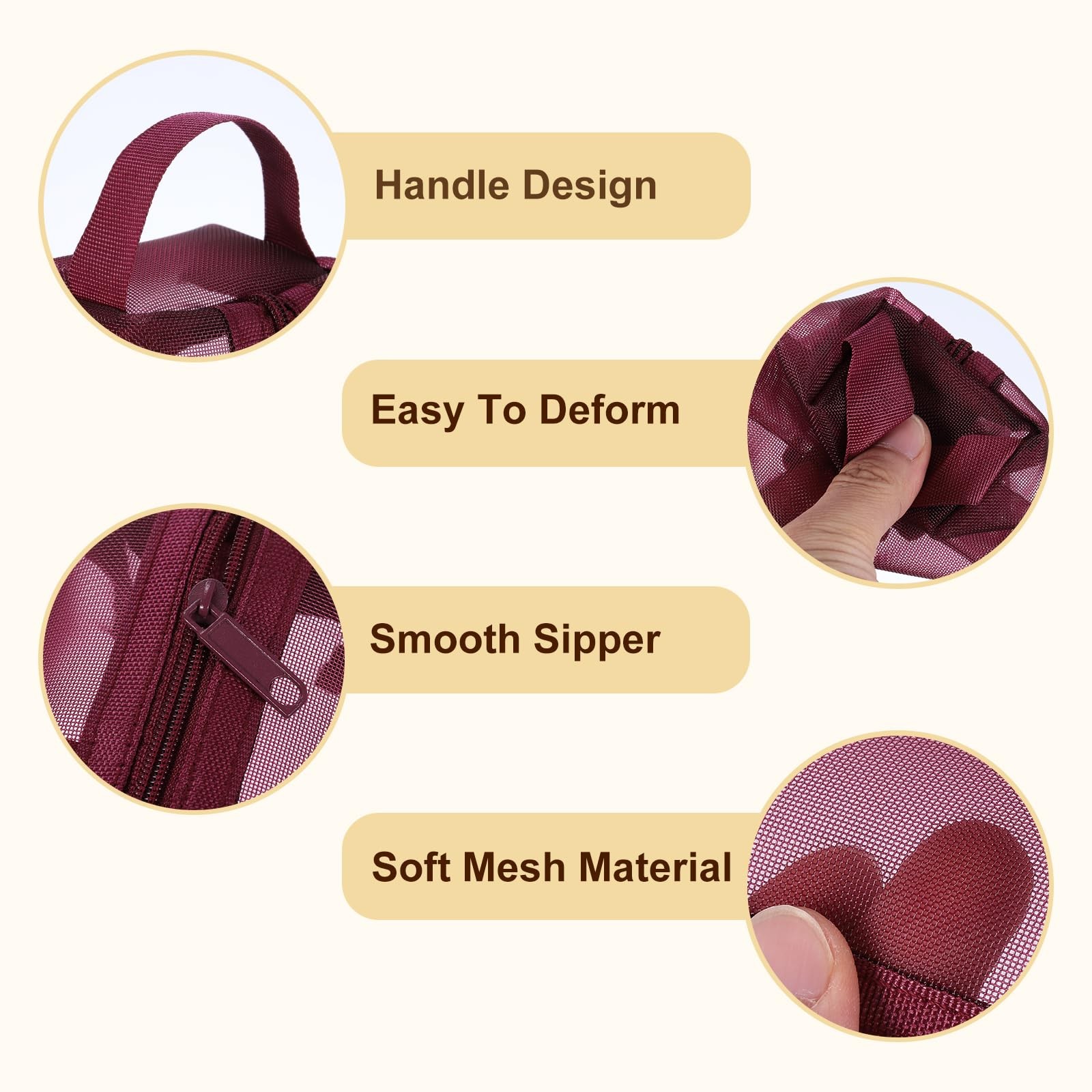 uxcell Mini Zipper Mesh Bag 2″ x 4″, 3 Pcs Nylon Small Makeup Red