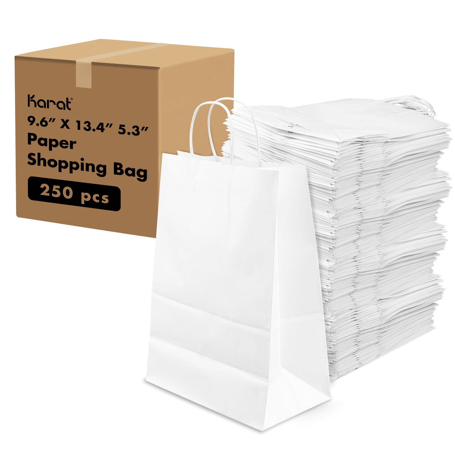 Karat Laguna Paper Shopping Bag with Twisted Handles, White – 250 pcs, FP-SB110W