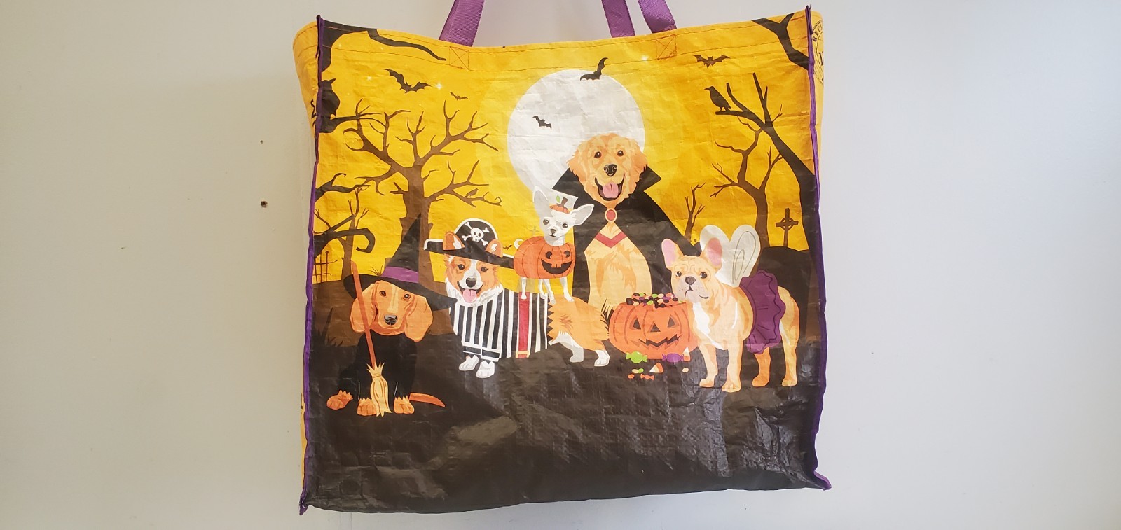 HOME GOODS Shopping Bag Reusable Tote Halloween Dogs In Costumes Cute