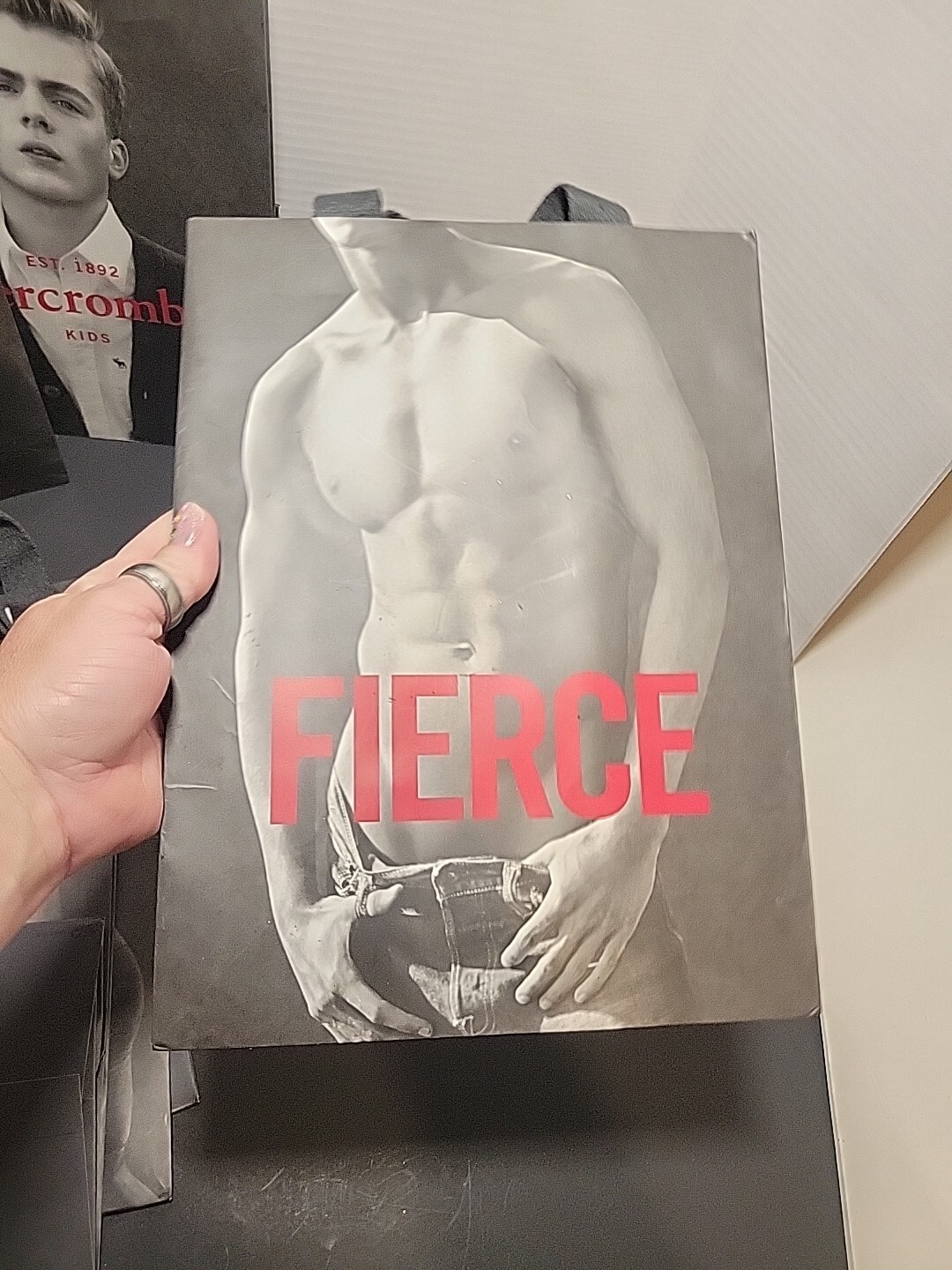 Set Of 6 Abercrombie & Fitch Shopping Bag Canvas Handles Model Photos