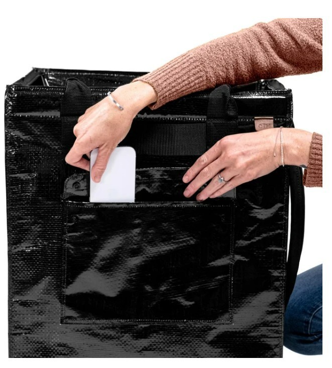 CleverMade Foldable Tote Bag on Wheels Rolling Tote Bag (24”) – Black – 1796150
