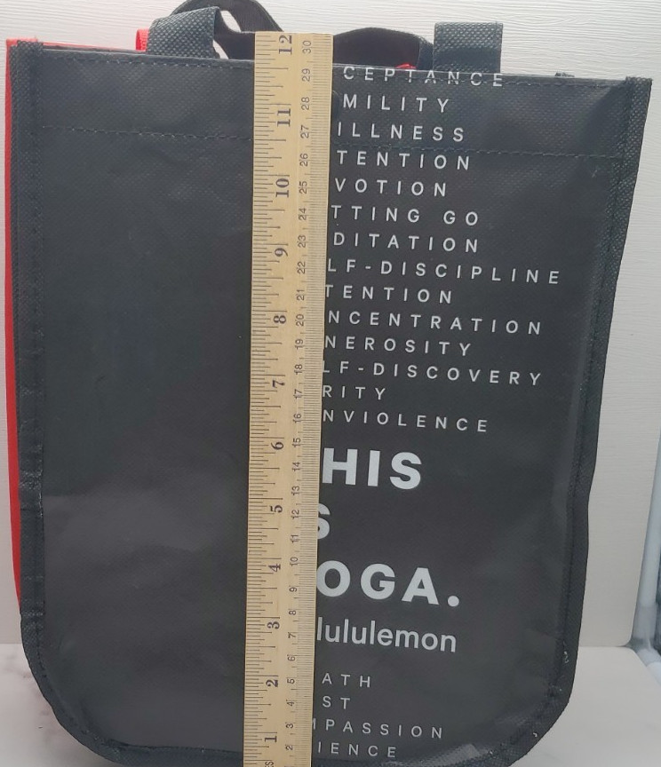 Lot of 2 Lululemon Small Reusable Shopping Tote Bag Red Black ~ Used