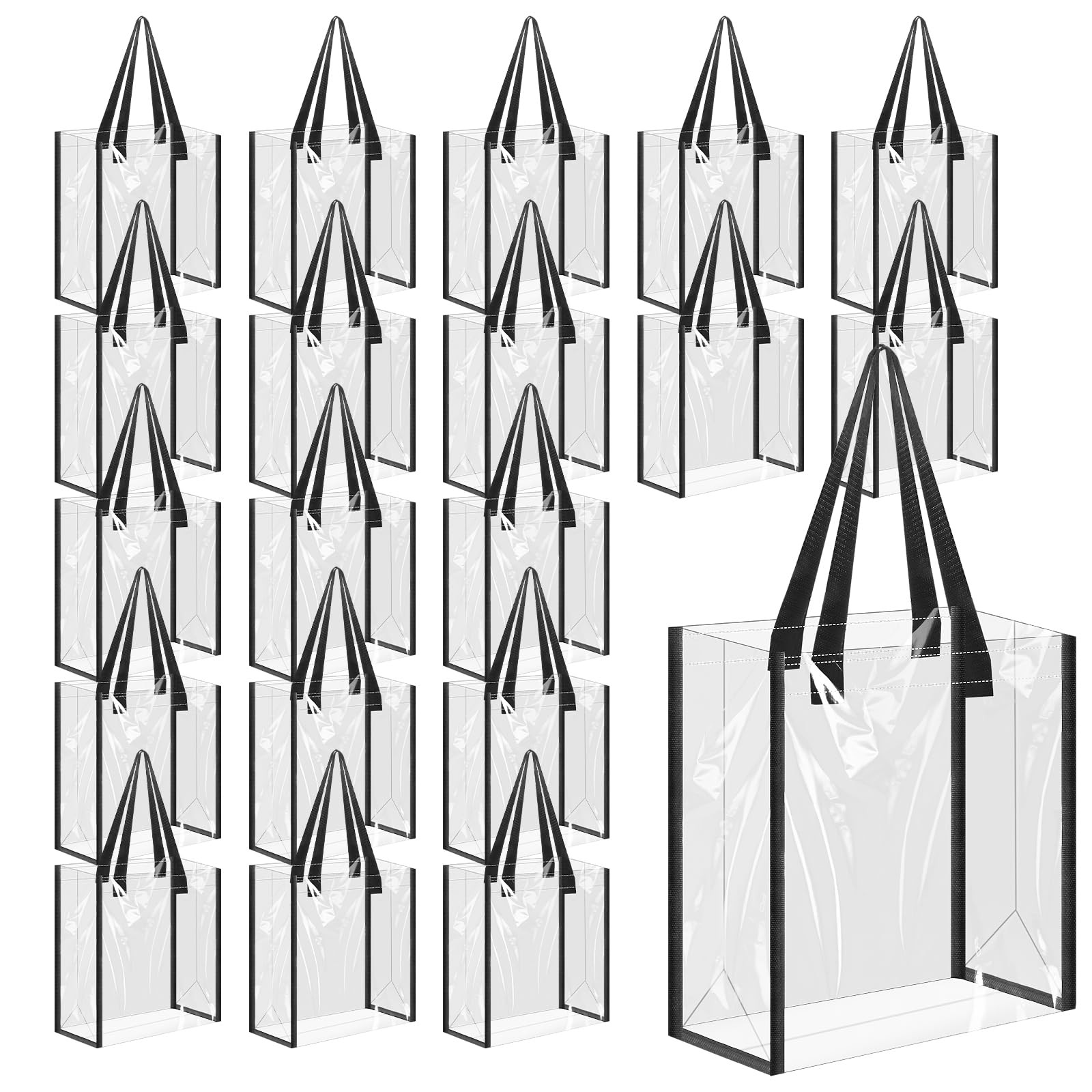 LMENGJ 12 Pack Clear Tote Bags 12x12In, Transparent PVC Shoulder Handbag for …