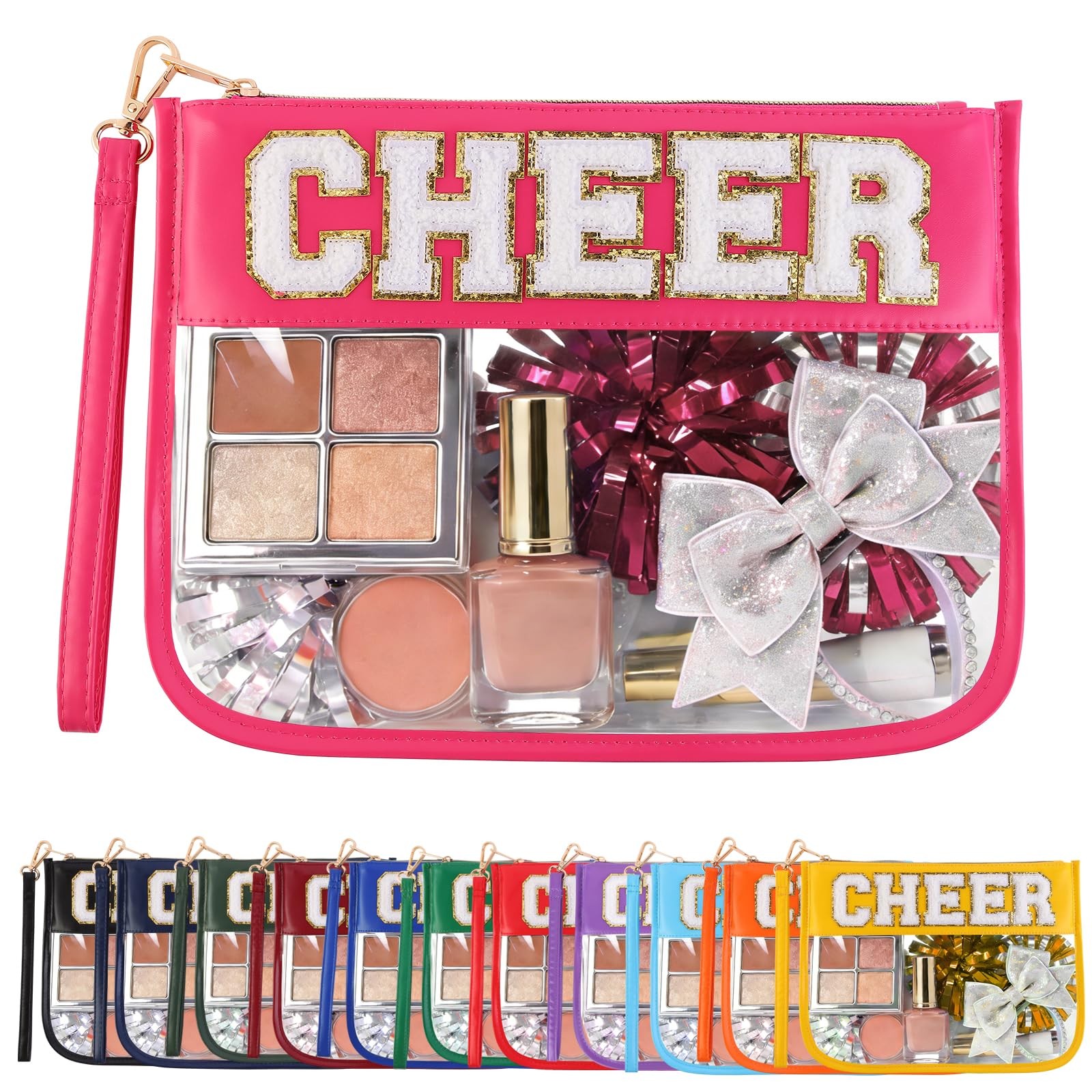 KYTACCU Cheer Clear Makeup Bag Cheerleader Gifts Cheerleading Hot Pink
