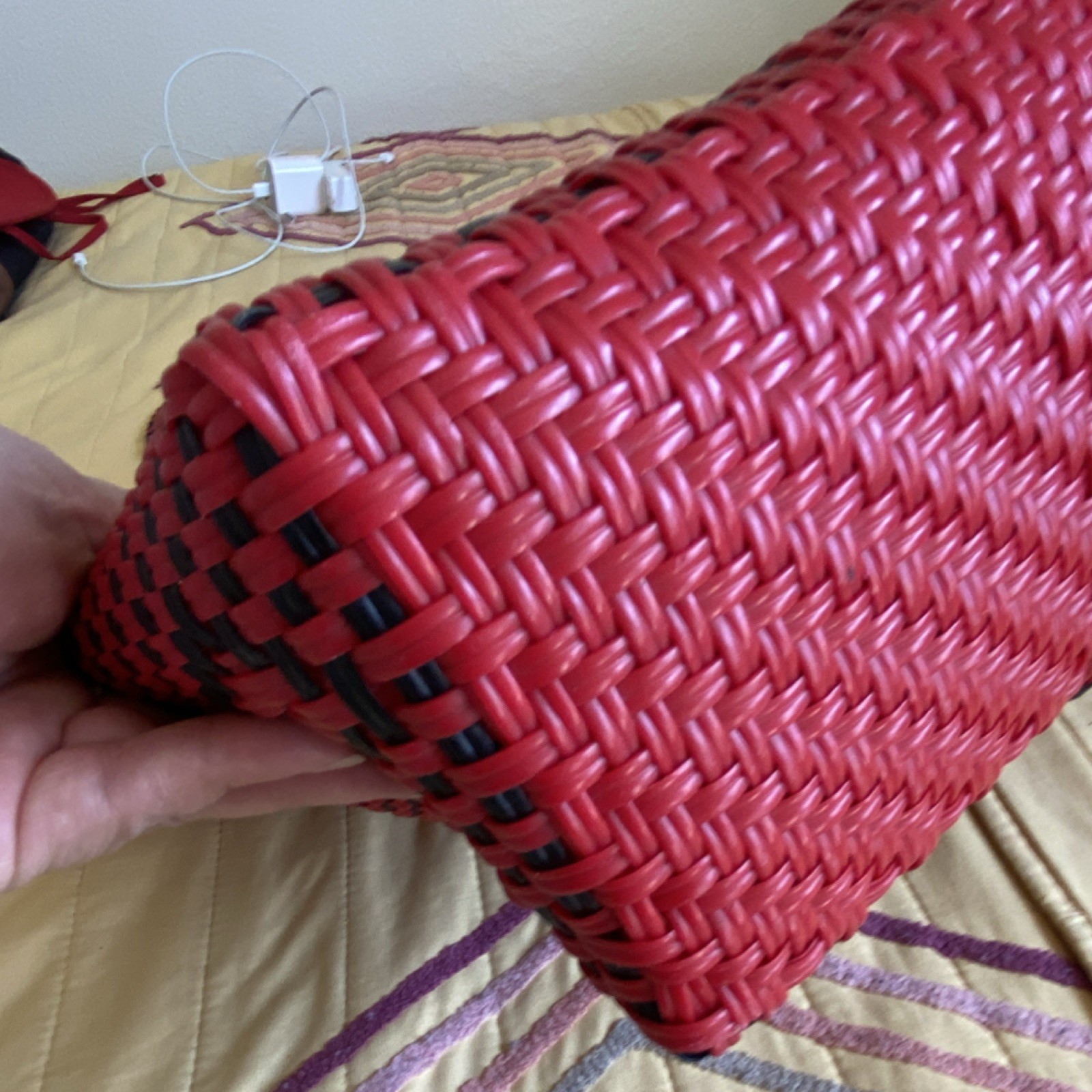 Large Red Black Mexican hand made Geometric Plastic