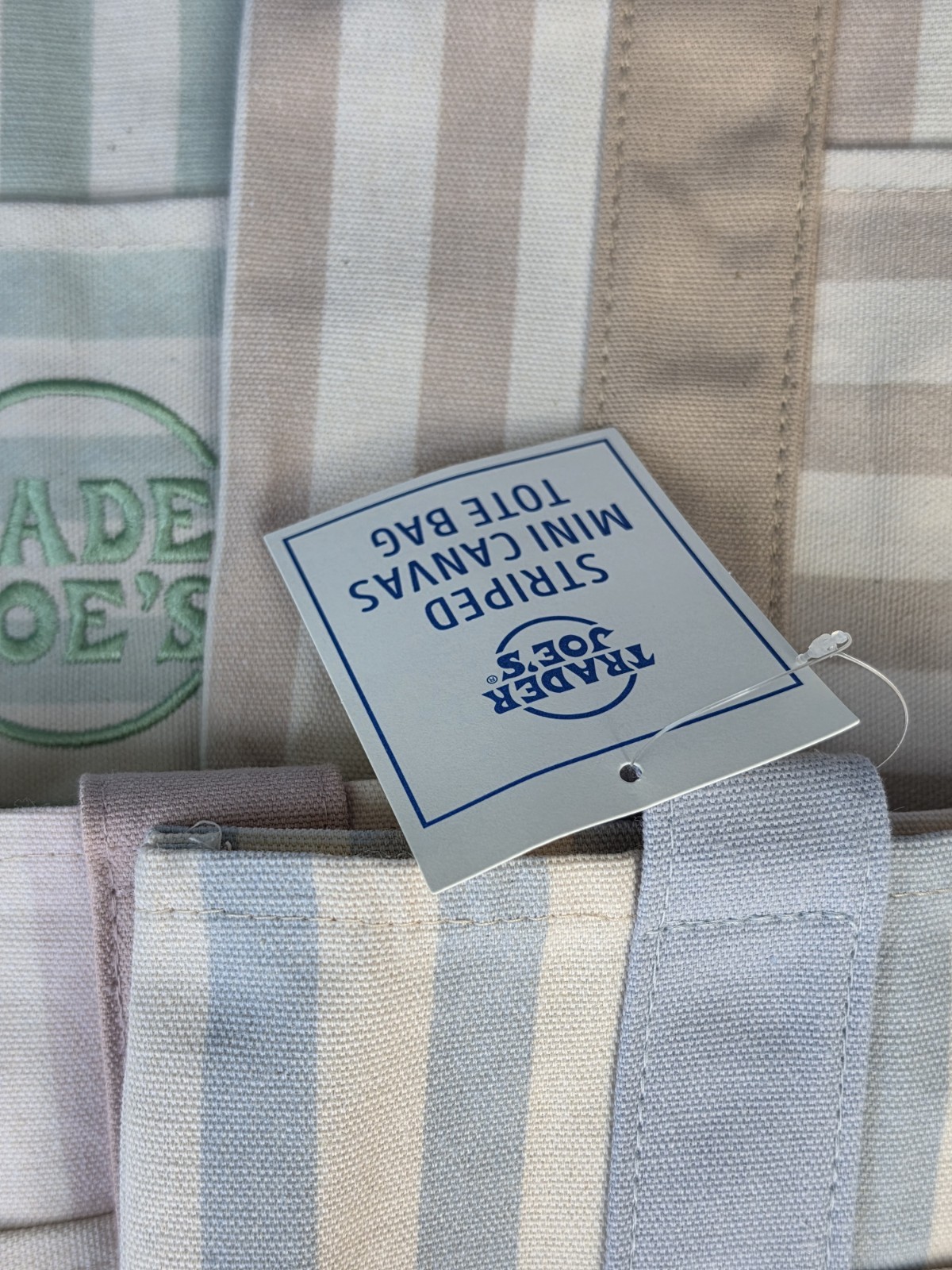 4 Set Of Trader Joe’s Mini Pastel Stripe Canvas Tote Bag Limited Edition