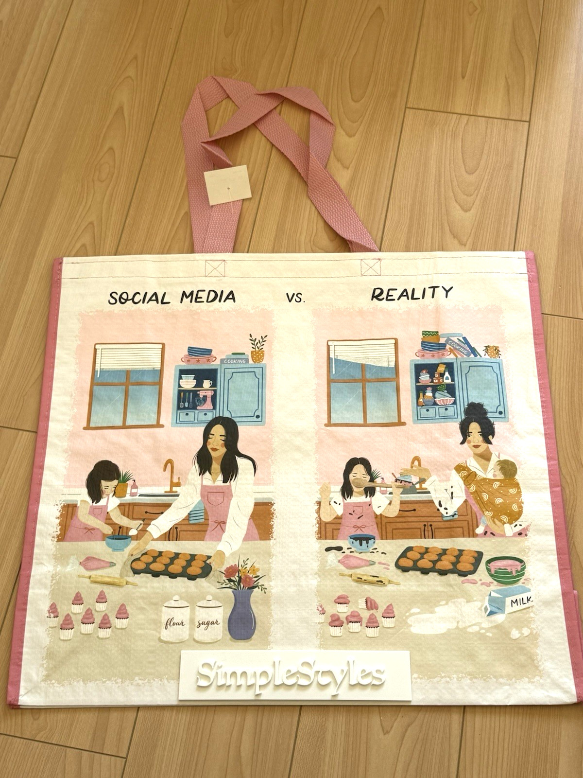 Social Media vs Reality Durable Reusable Grocery Shopping Bag Tote NEW