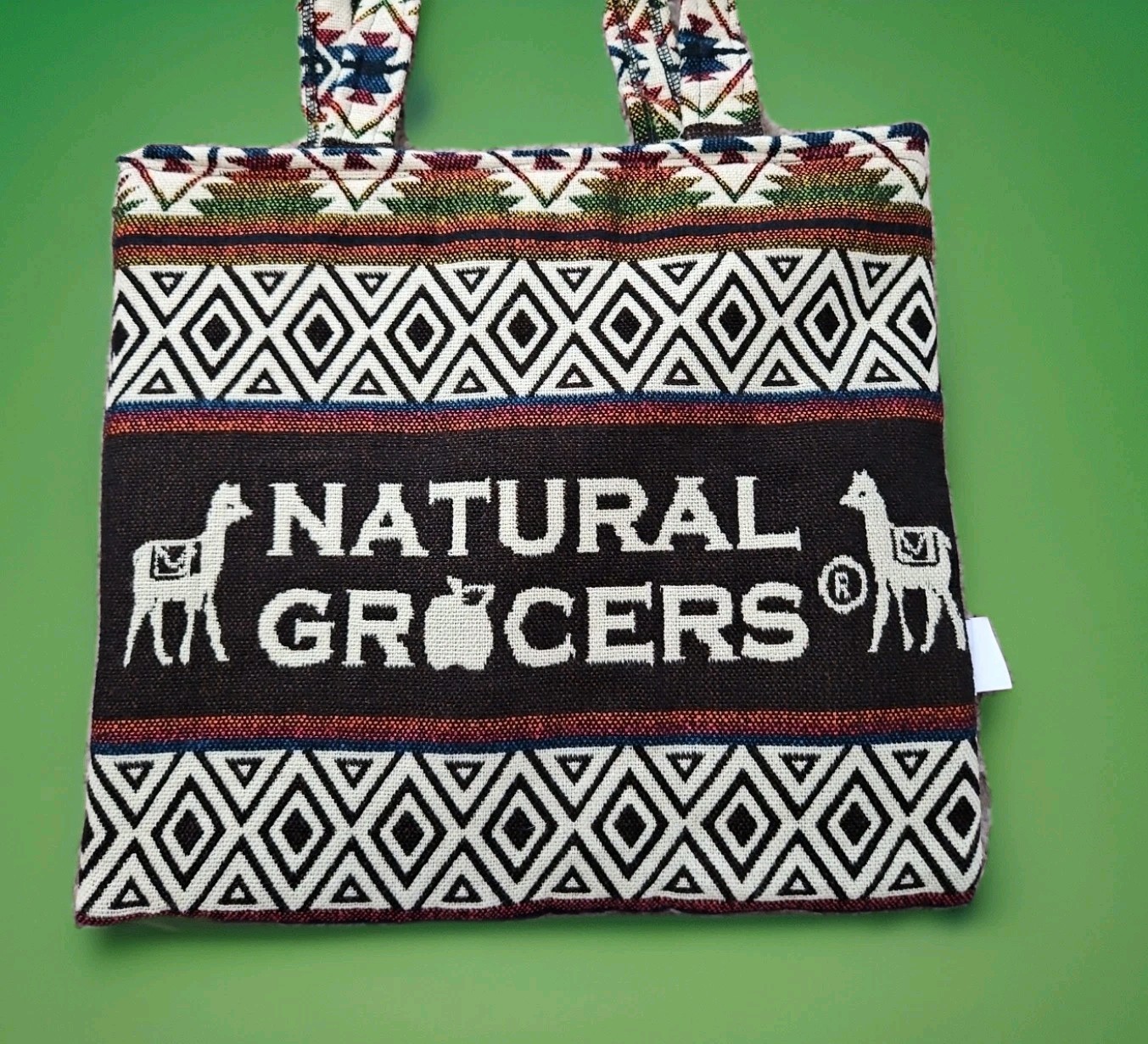 Natural Grocers Alpaca Shopping Bag Tote Woven SW Ecuador Shoulder Strap Lined