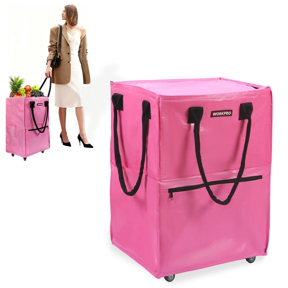 WORKPRO Large Rolling Grocery Bag 36 Gallon Tote 5 Wheels Dual Carry Storage Bag