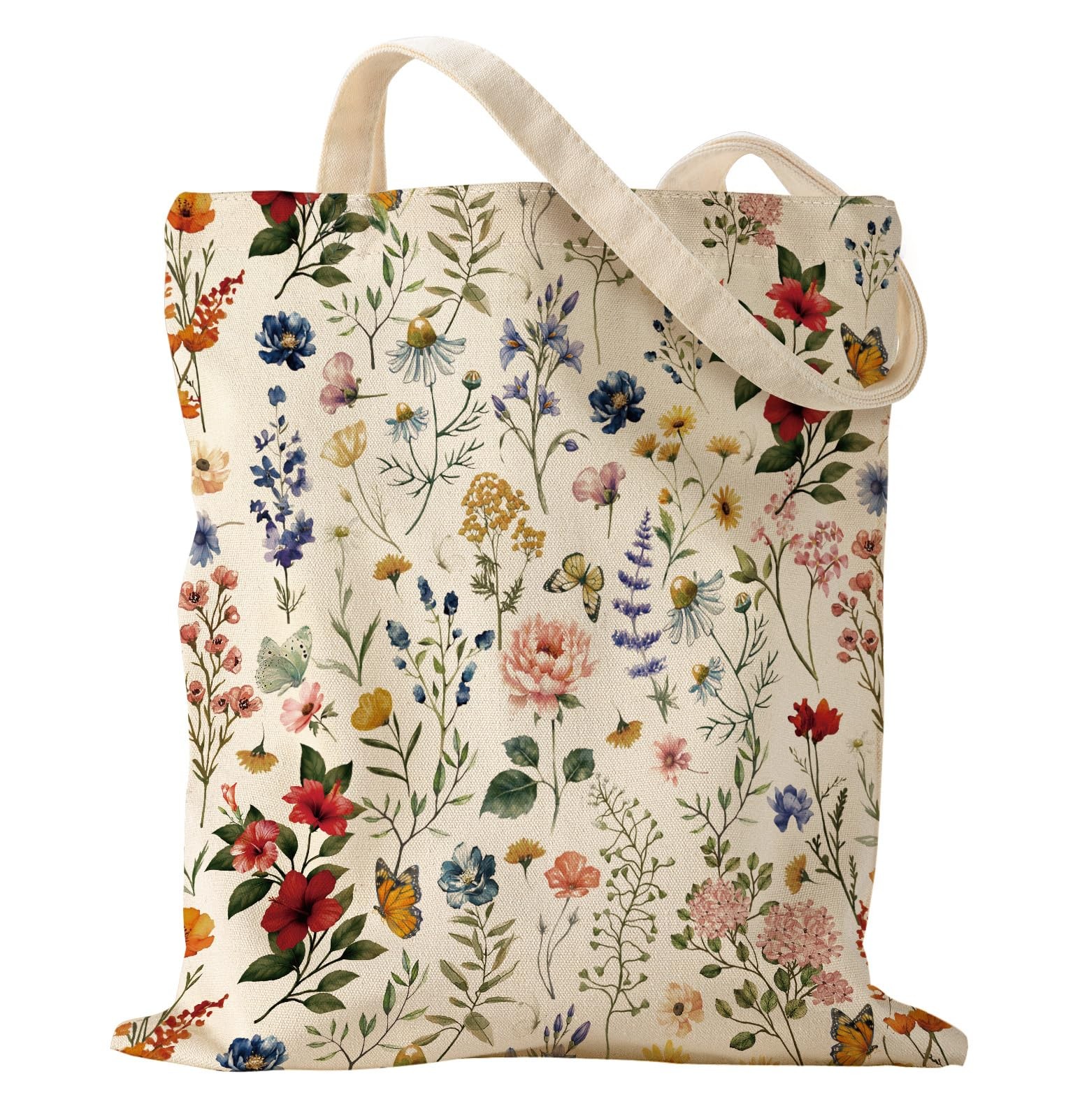 Aesthetic Canvas Tote Bag for Women – Flowering Shrub Reusable Tote Shoulder …