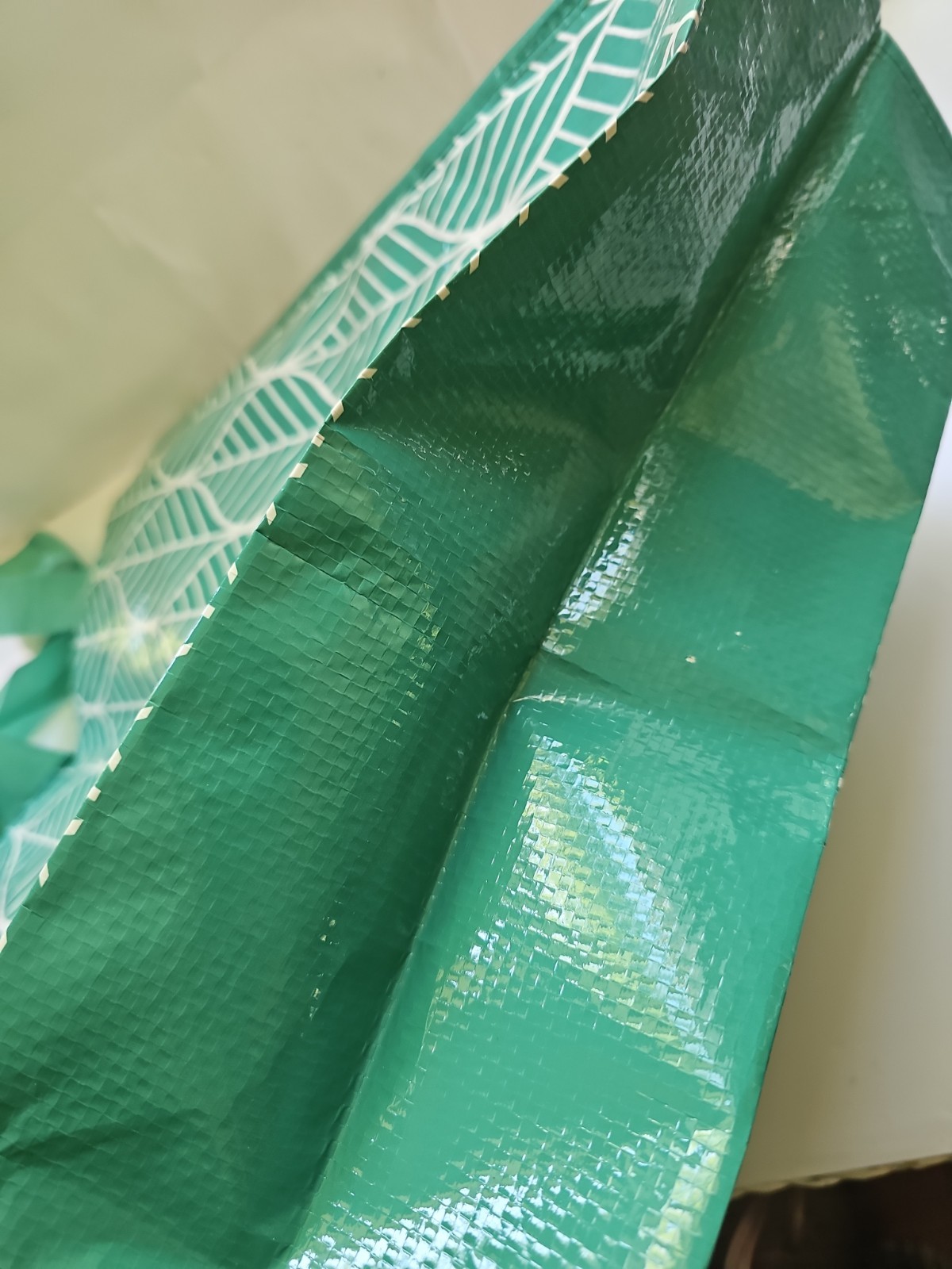 DG Reusable Shopping Tote Bag Size 6x18x19″ Teal Green White Geometric Large