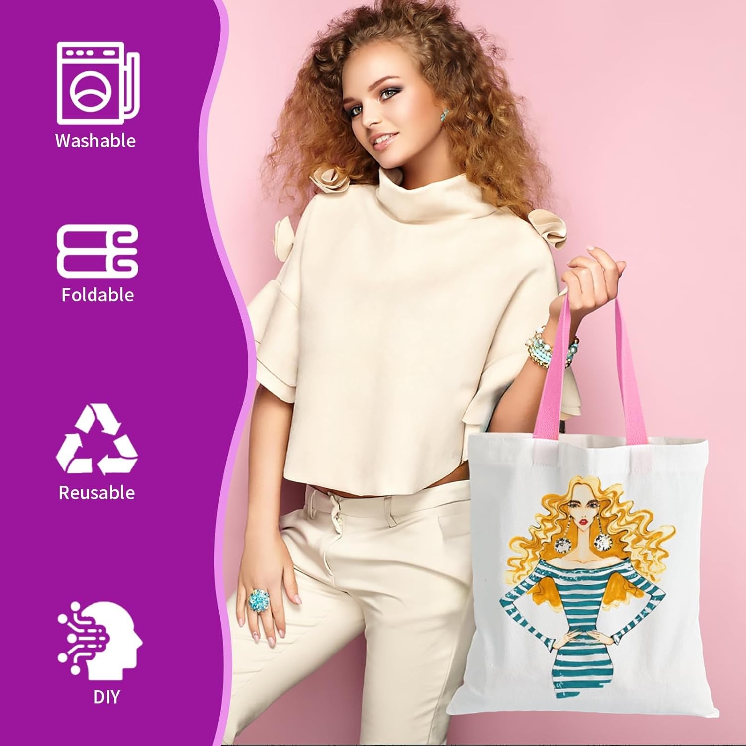 12Pack Canvas Tote Bags Bulk, 10oz Cotton Blank Canvas Tote Bags Reusable