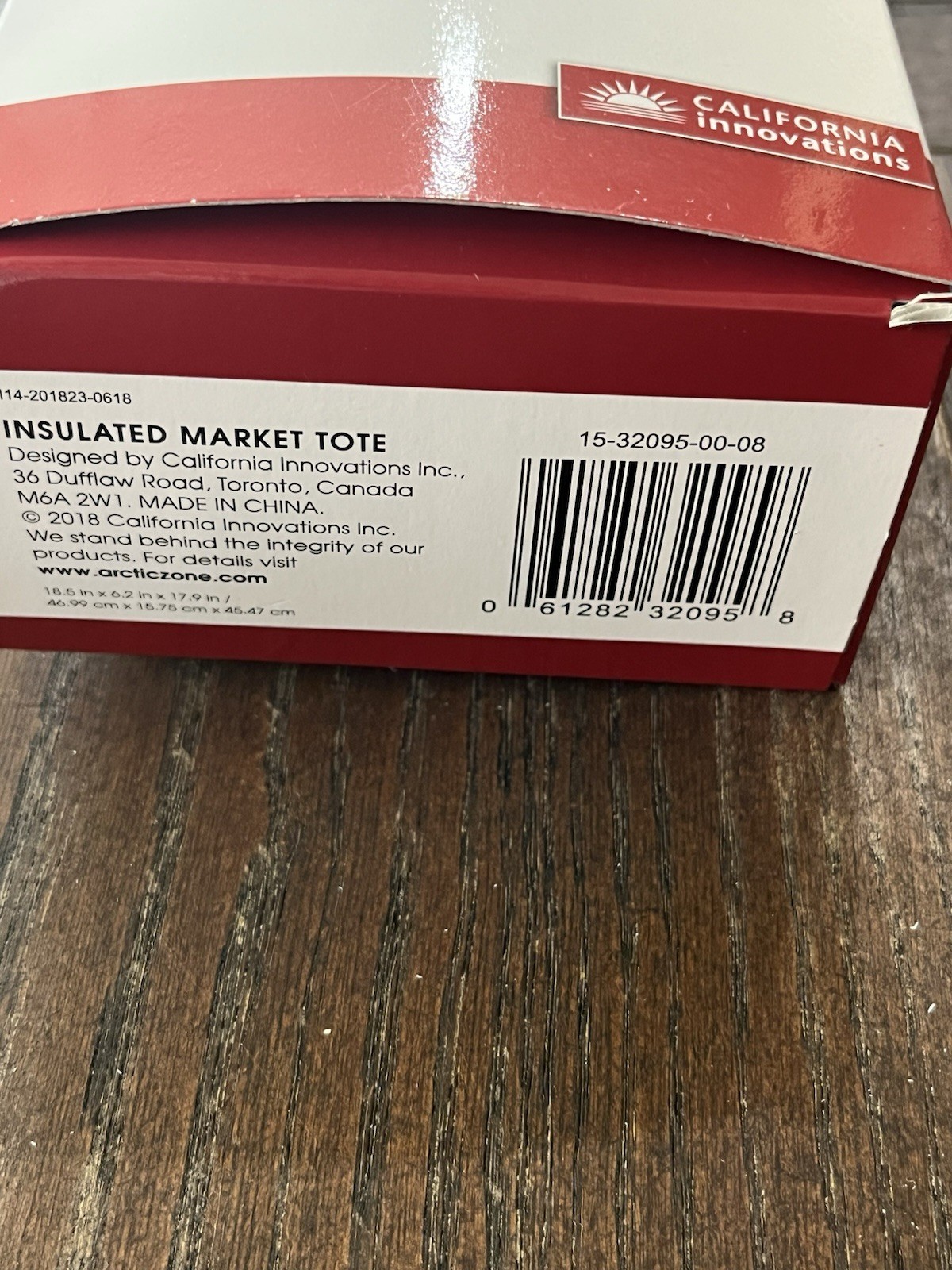 California Innovations Insulated Market Tote Red & White 17×6.25×15″ NIB
