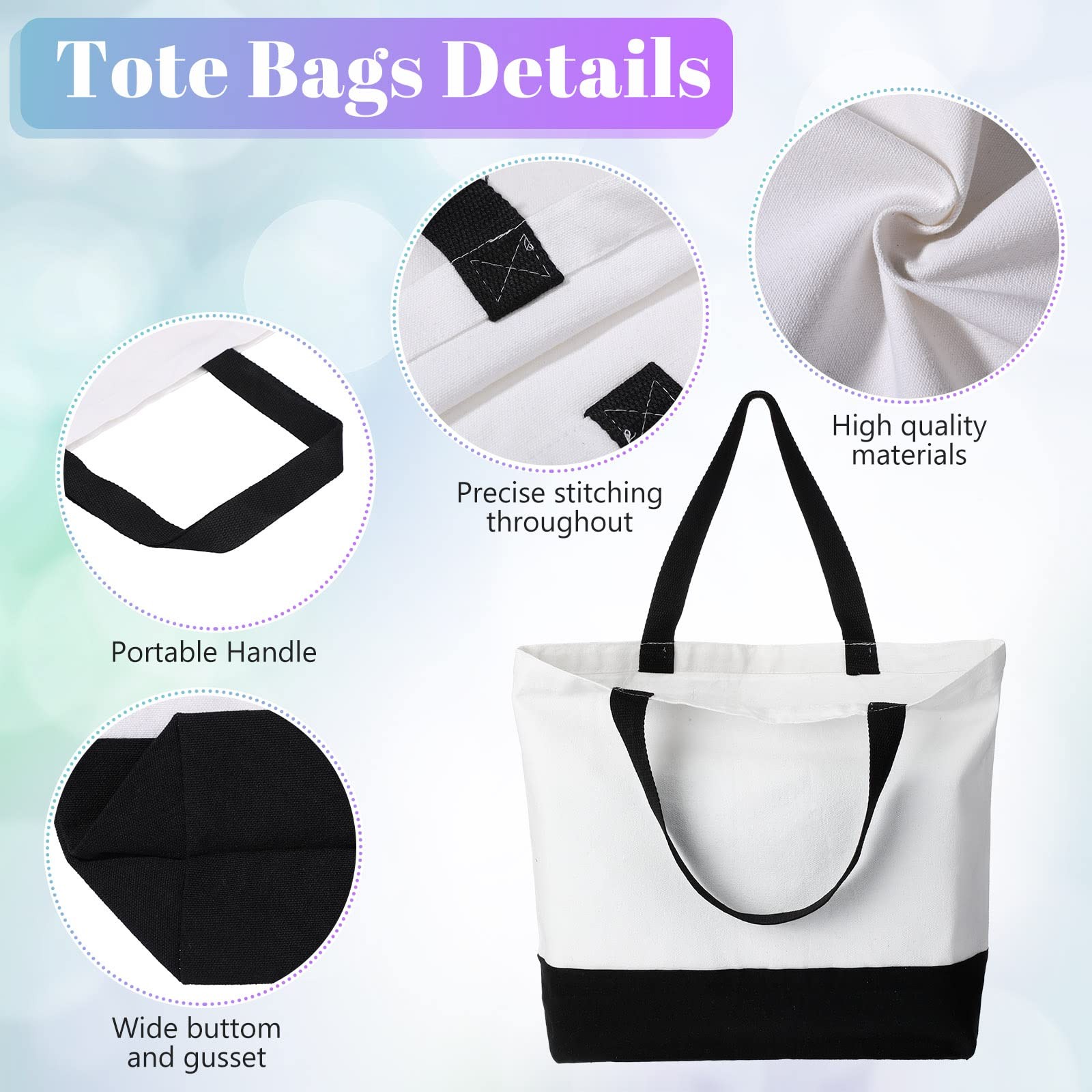 28 Piece Blank Canvas Tote and Makeup Bag Bulk Plain Cotton Tote with Handle …